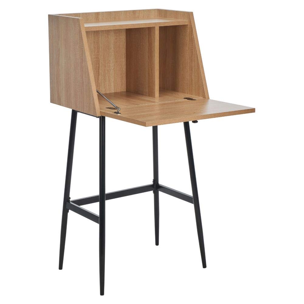 Safavieh Xander Modern Home Office Desk - Natural & Black Storage Secretary Desk for Small Spaces, Writing & Workspaces - Perfect for Home, Office & Study Rooms
