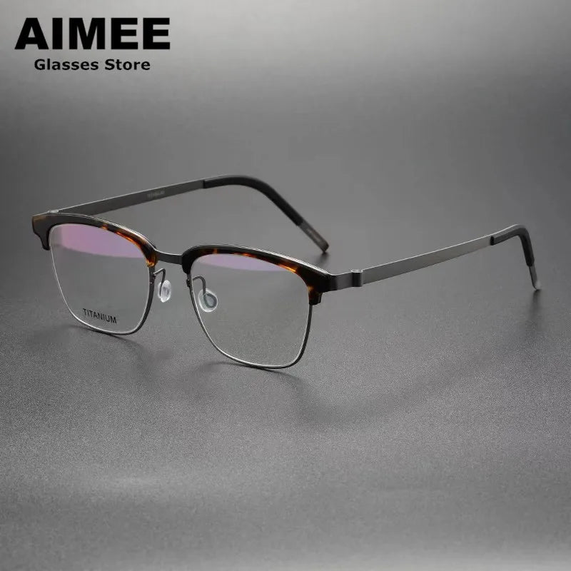 Aimee Unisex Full Rim Square Screwless Titanium Eyeglasses 69835 - Lightweight Durable Frame for Men & Women - Perfect for Reading, Work, and Everyday Use