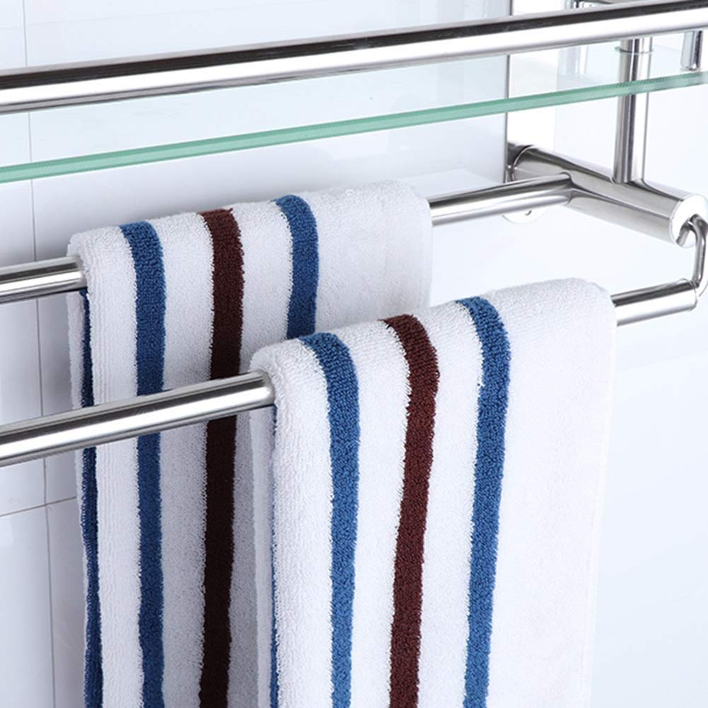 2-Tier Adjustable Bathroom Shelf with Towel Rail & Shower Holder - Space-Saving Storage for Shampoo, Soap & Towels - Perfect for Small Bathrooms & Shower Rooms