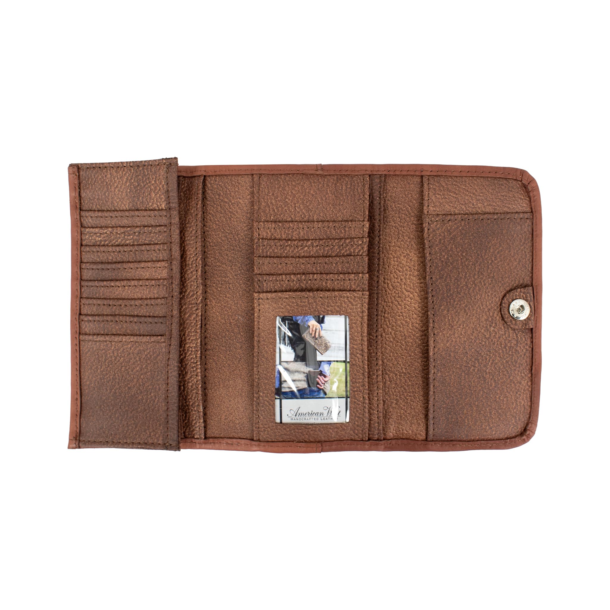 Authentic American West Desert Wildflower Ladies' Tri-Fold Leather Wallet - Stylish & Durable Women's Wallet for Everyday Use, Travel & Gift Giving