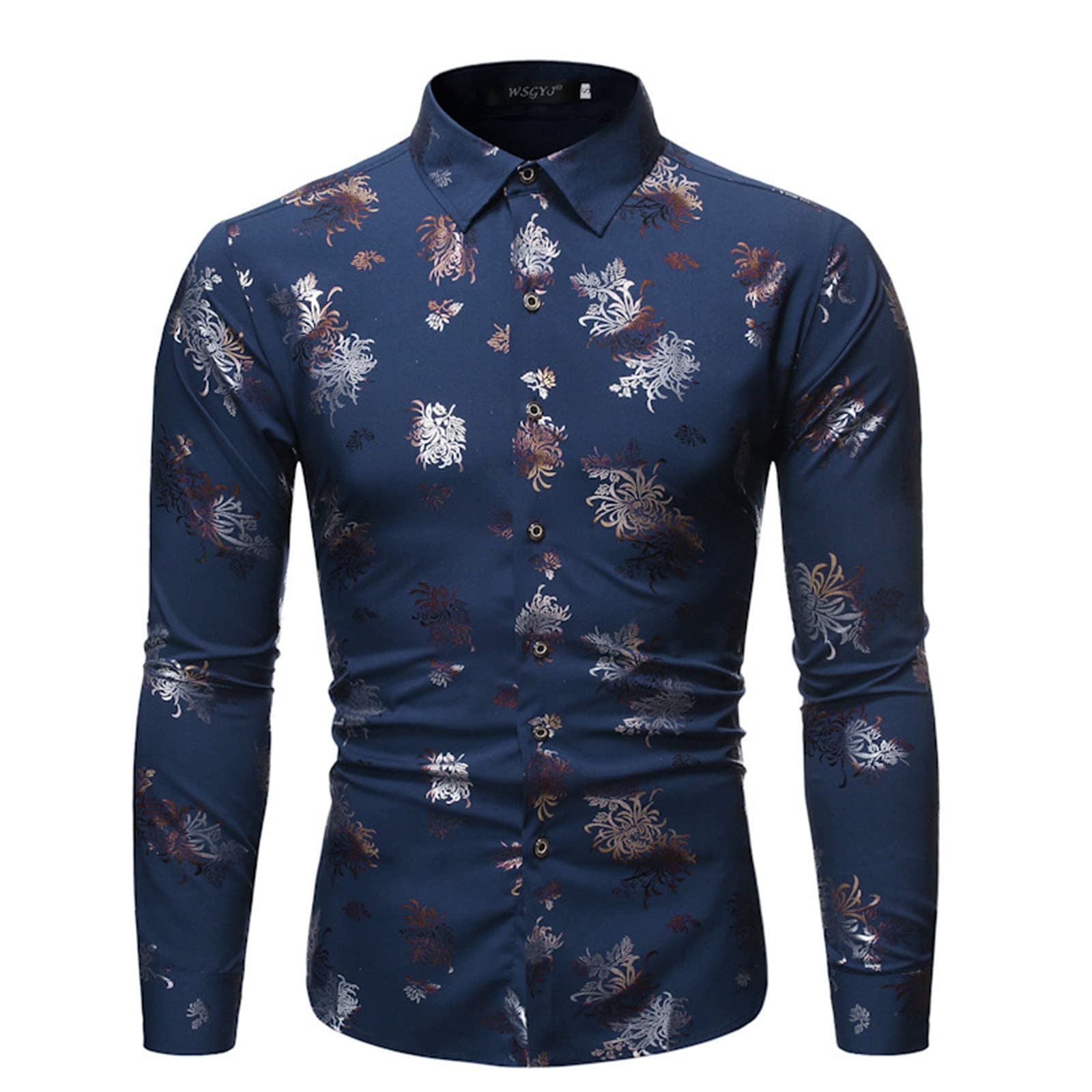 Xiloccer Men's Fashion Lapel Button-Down Shirt - Stylish Printed Casual Long Sleeve T-Shirt & Sweatshirt Alternative | Perfect for Office, Date Night & Weekend Outings