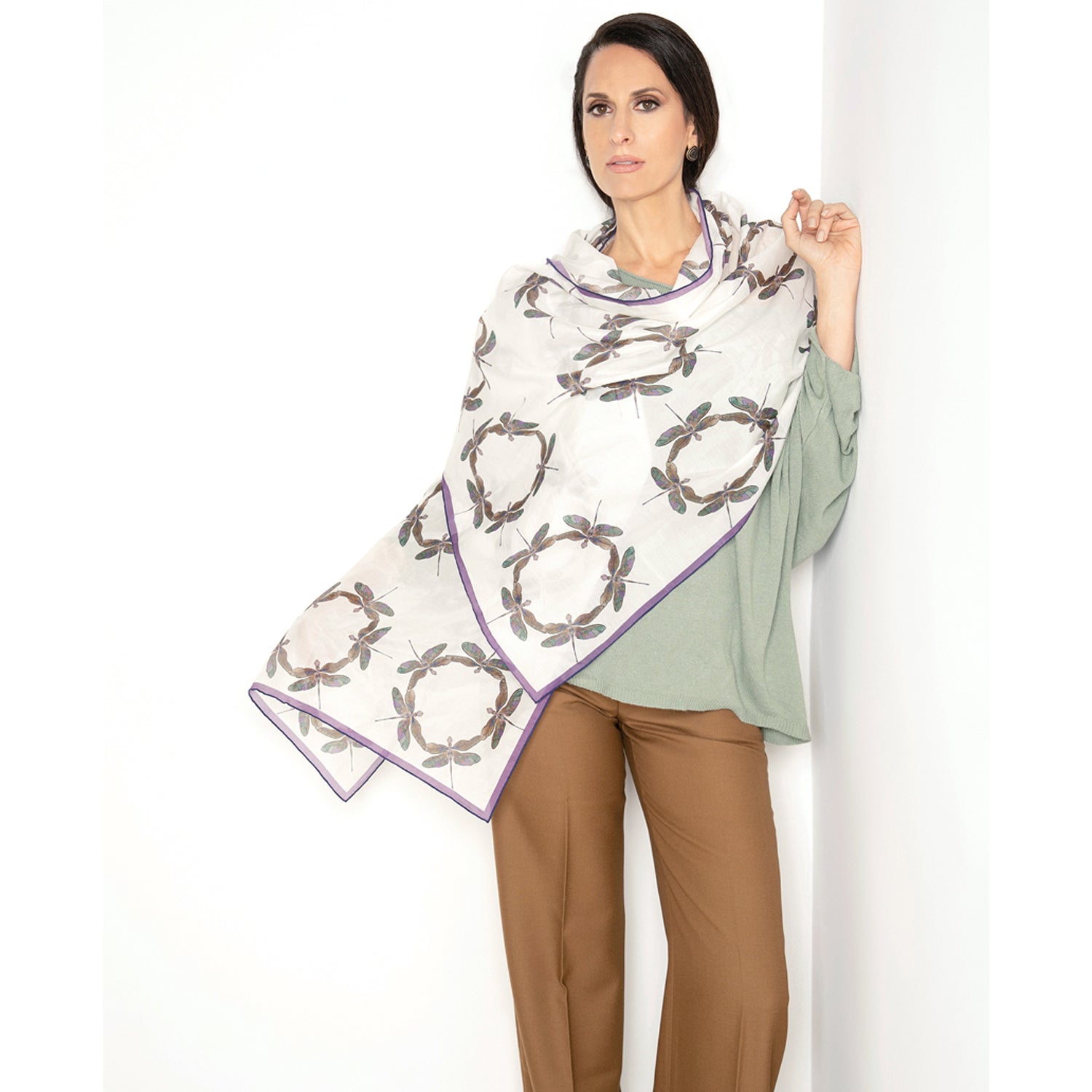 Optimism Long Silk Cotton Scarf - Elegant Fashion Accessory for Women, Perfect for Office, Party & Travel | Soft & Breathable Wrap Shawl