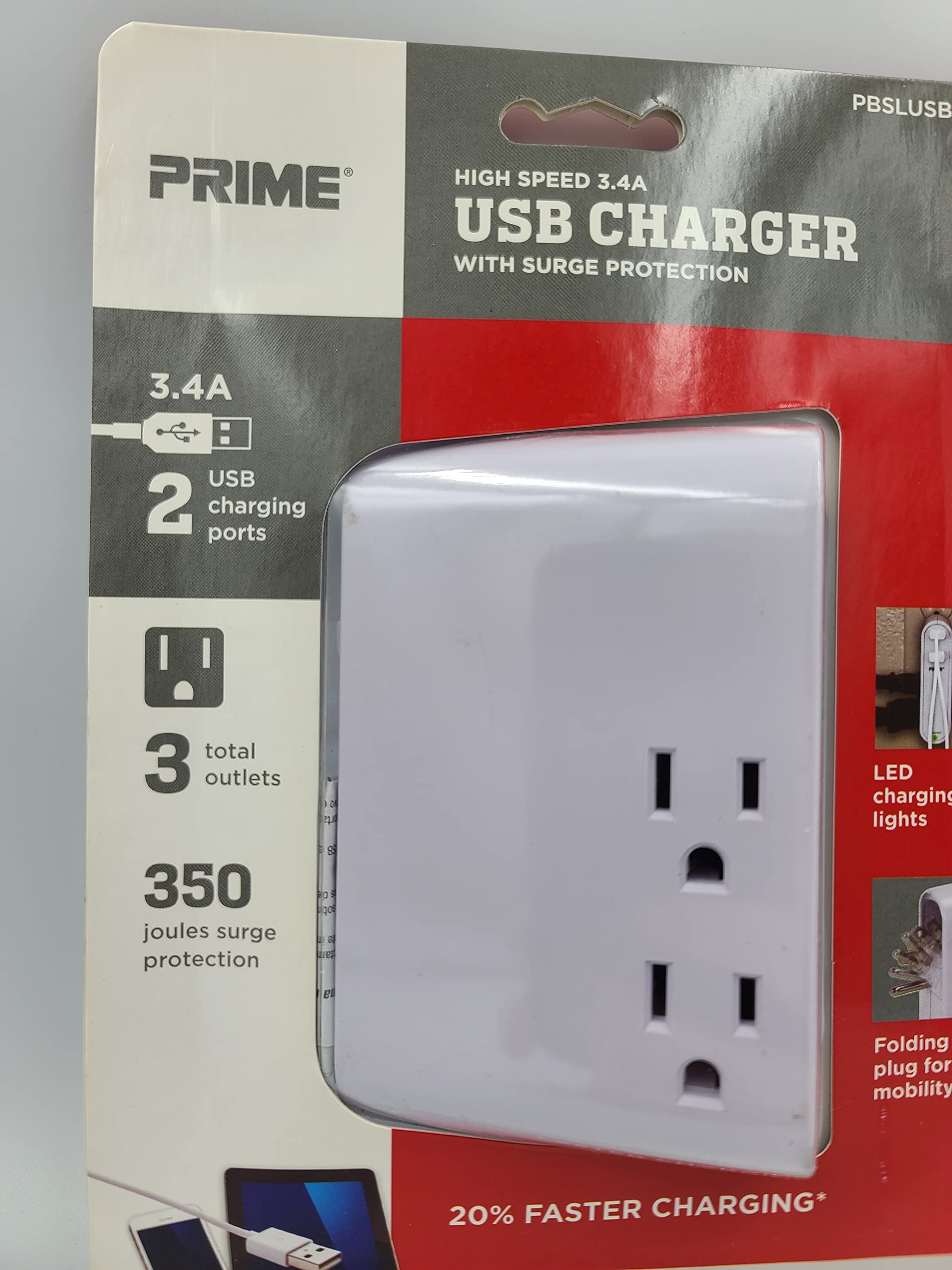 Premium Surge Protector with 3 USB Ports & 2 AC Outlets - Fast Charging for Phones, Tablets & Laptops - Perfect for Home, Office & Travel Use