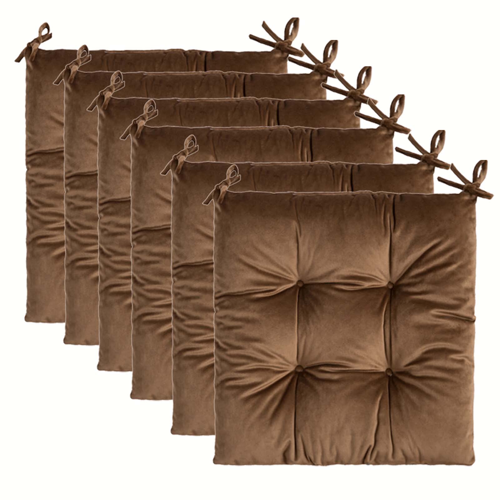 6-Pack Square Chair Cushions with Ties - 14x14 Inch Dining Chair Seat Pads for Kitchen, Living Room & Coffee Table - Comfortable Solid Seat Cushions for Indoor Use - Perfect for Home, Office & Restaurant Seating
