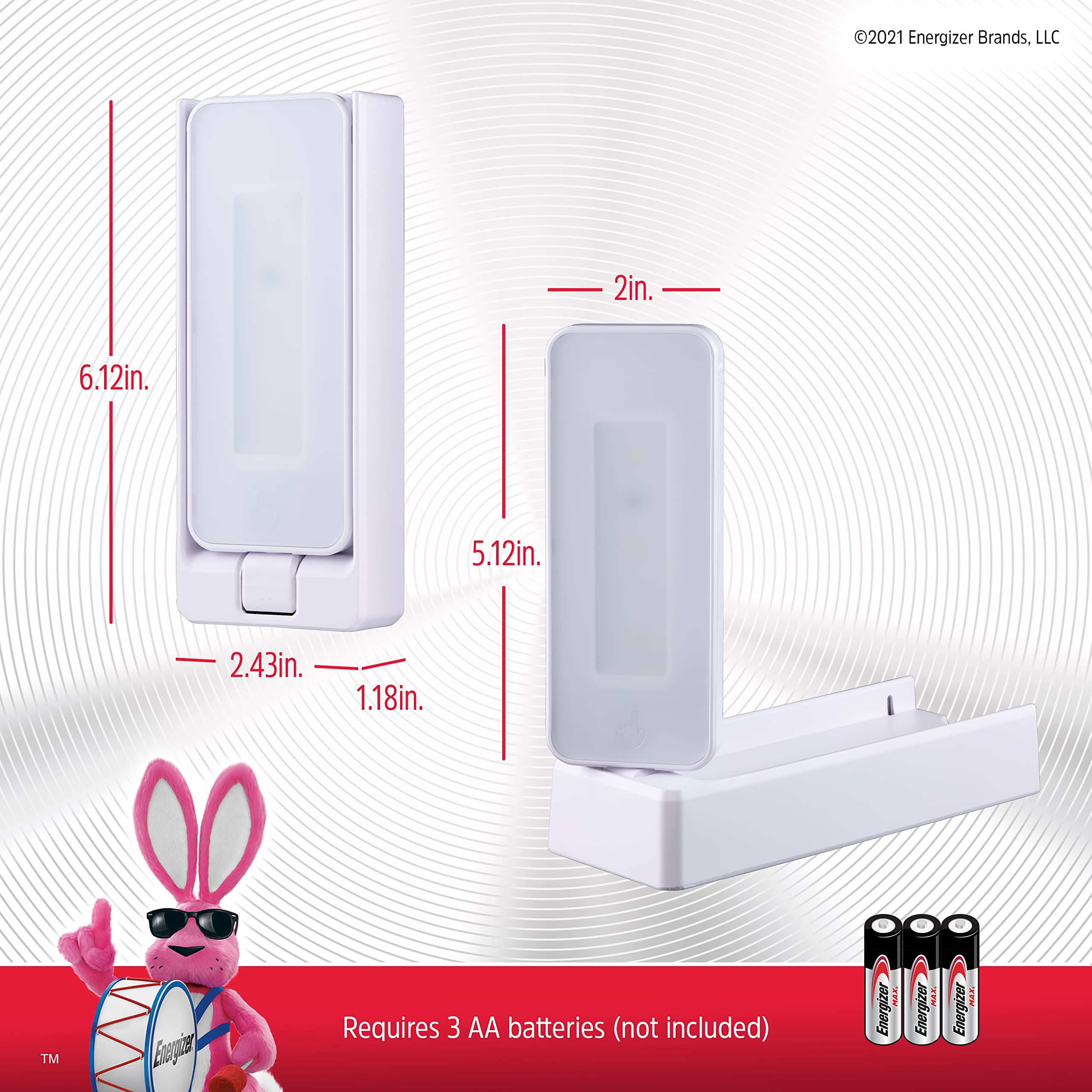 Energizer Swivel LED Touch Light - Battery Operated, 35 Lumens Wireless Closet Light - Perfect for Under Cabinet, Closet, Hallway, Workbench, Bathroom, Pantry & Laundry Room - White (Model 38362) - Ideal for Nighttime Navigation, Small Spaces & Emergency Lighting
