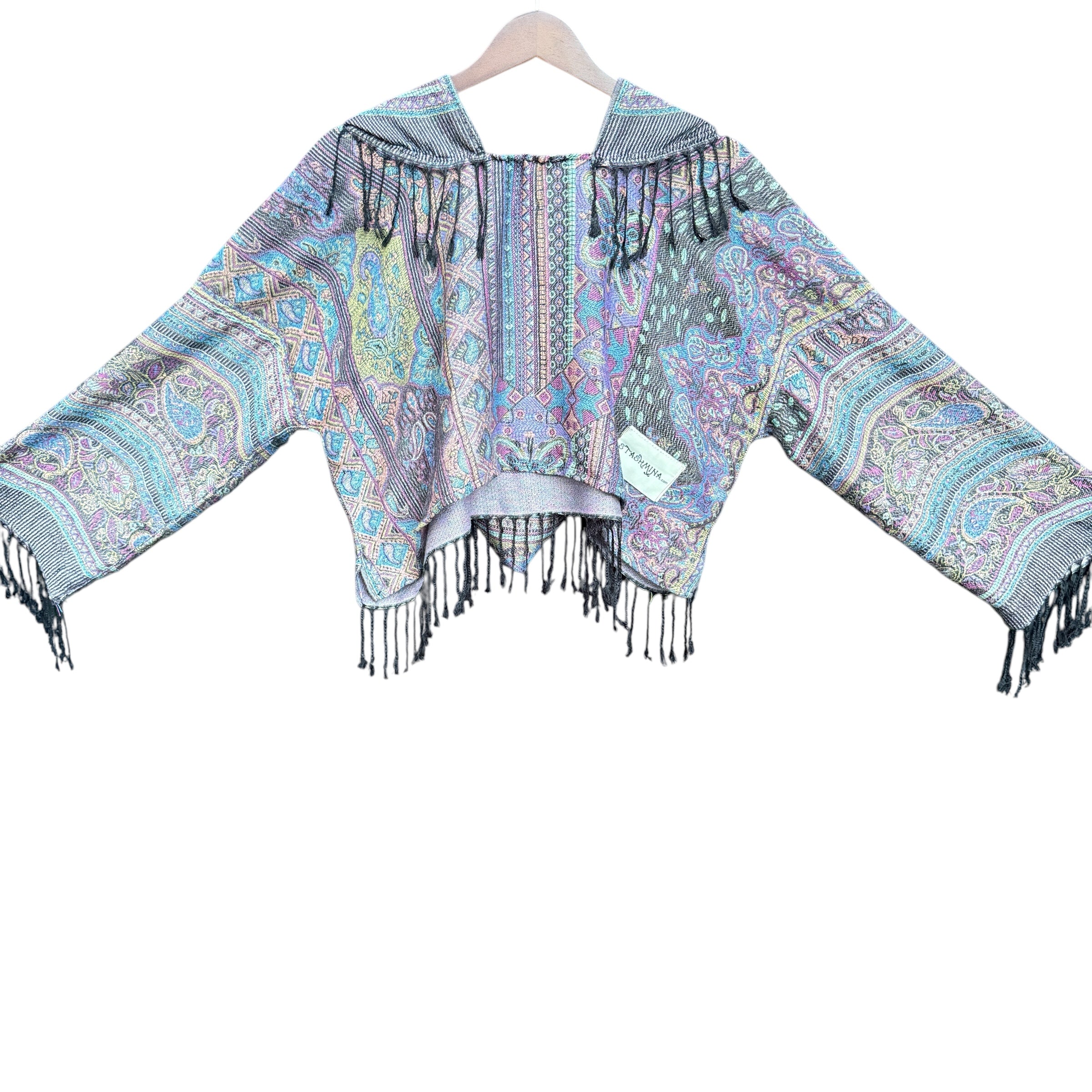 PASH LS CROP TOP - Dark Matrix Paisley Print Long Sleeve Shirt for Women | Trendy Casual & Party Wear | Perfect for Music Festivals, Night Out & Street Style Fashion