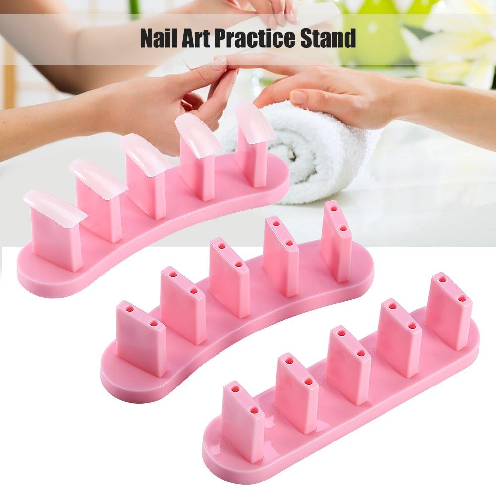 Nailwind 3-Piece False Nail Practice Stand with 10 Fake Nail Tips - Professional Gel Polish Display Tool for DIY Nail Art Training | Perfect for Salon Practice & Home Manicures