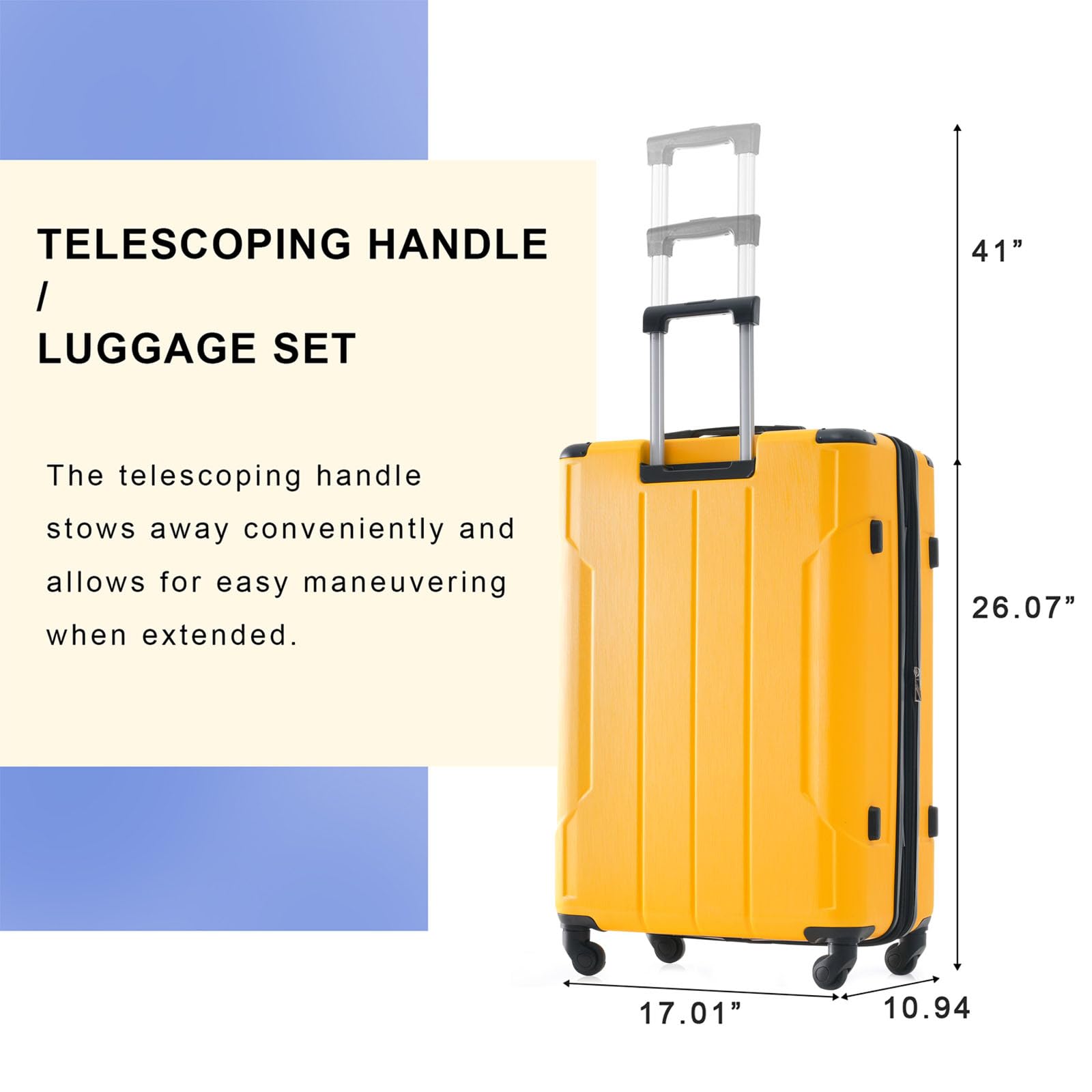 Merax 3-Piece Hardside Luggage Set with Wheels - Expandable & Lightweight Suitcase for Men & Women (Yellow) | Perfect for Air Travel, Business Trips & Family Vacations