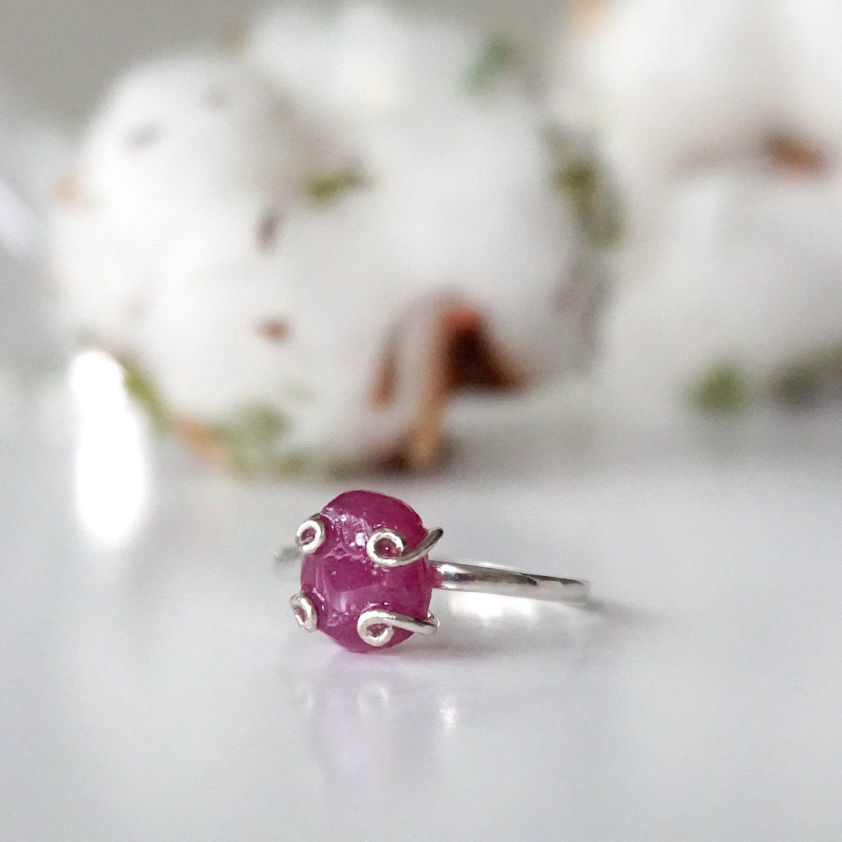 Natural Pink Ruby Ring for Women - Sterling Silver 925 Elegant Jewelry Gift for Birthday, Anniversary & Valentine's Day | Perfect for Evening Parties, Date Nights & Special Occasions