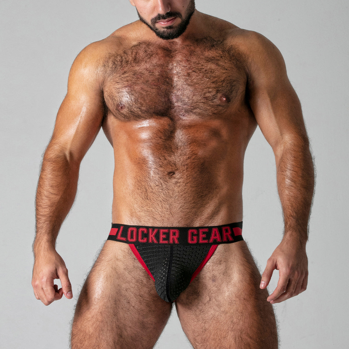 Locker Gear LK0526 Performance Mesh Jockstrap for Men - Breathable Athletic Support Underwear in Black/Red - Ideal for Gym, Running & Sports Activities