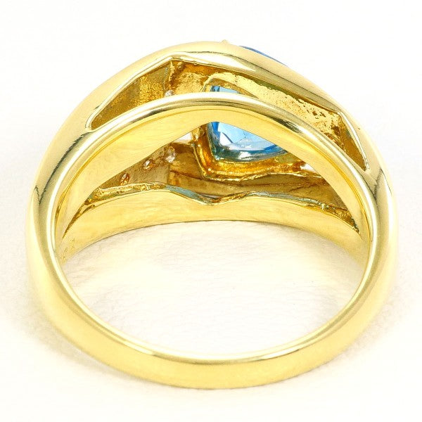 18K Yellow Gold Blue Topaz Diamond Ring for Women - Elegant Birthstone Jewelry Gift for Anniversary, Engagement & Special Occasions