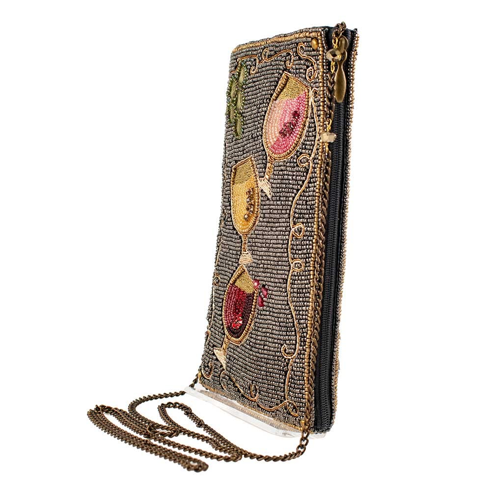 Mary Frances Beaded Crossbody Phone Bag for Women - Elegant Wine Pairing Design, Multi-Color - Perfect for Parties, Weddings & Date Nights