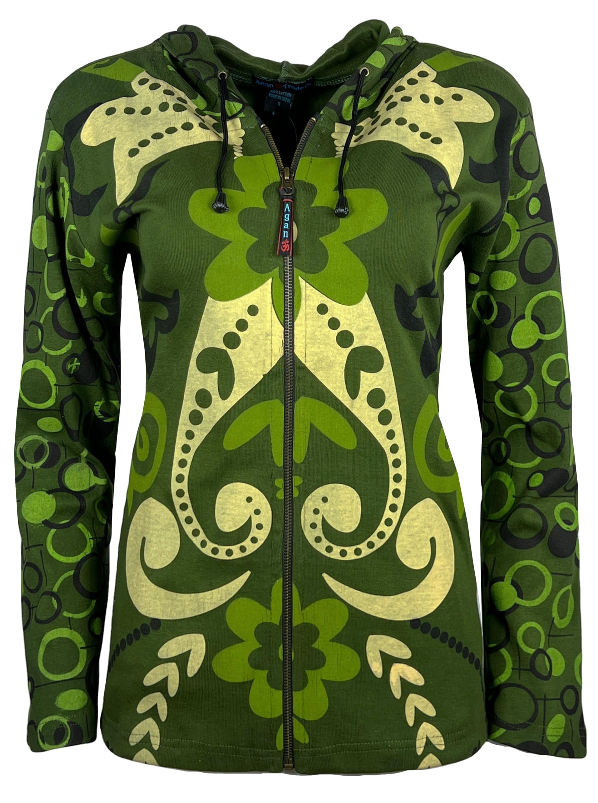 Agan Traders Women's 2025 Spring Boho Rib Cotton Hoodie Jacket - Cozy Fall Outerwear for Casual Wear, Street Style & Travel