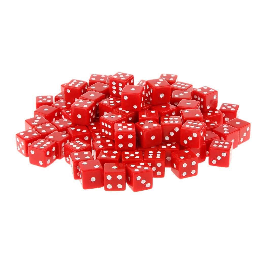 MagiDeal 16mm Opaque Red Six-Sided Dice for RPG Games, Board Games, and Tabletop Adventures