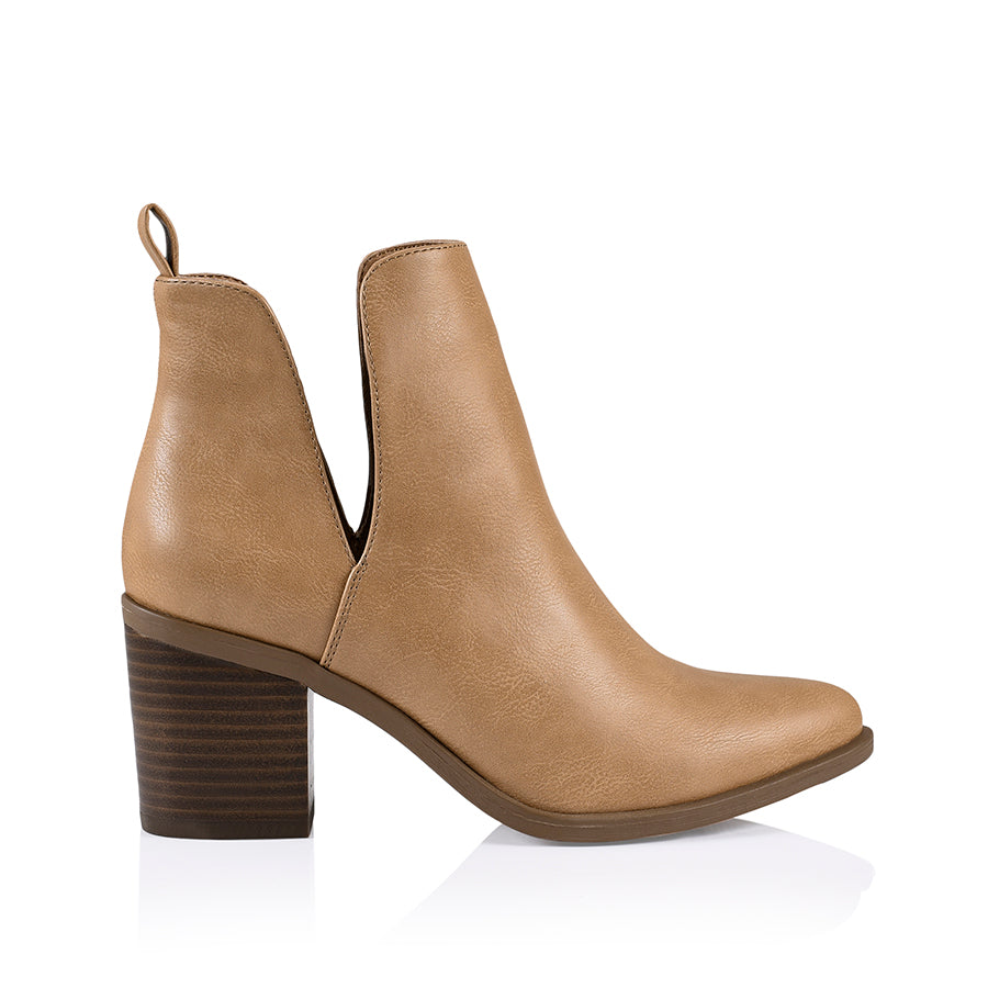Santana Cut Out Ankle Boots for Women - Comfortable Caramel Softee Leather Booties for Fall & Winter - Perfect for Office, Dating & Casual Outfits