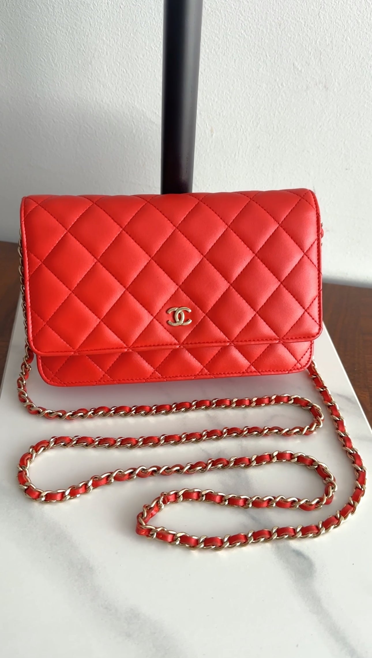 Chanel Red Quilted Leather Timeless Classic Wallet on Chain Bag - Luxury Crossbody Purse for Women, Evening Parties & Special Occasions