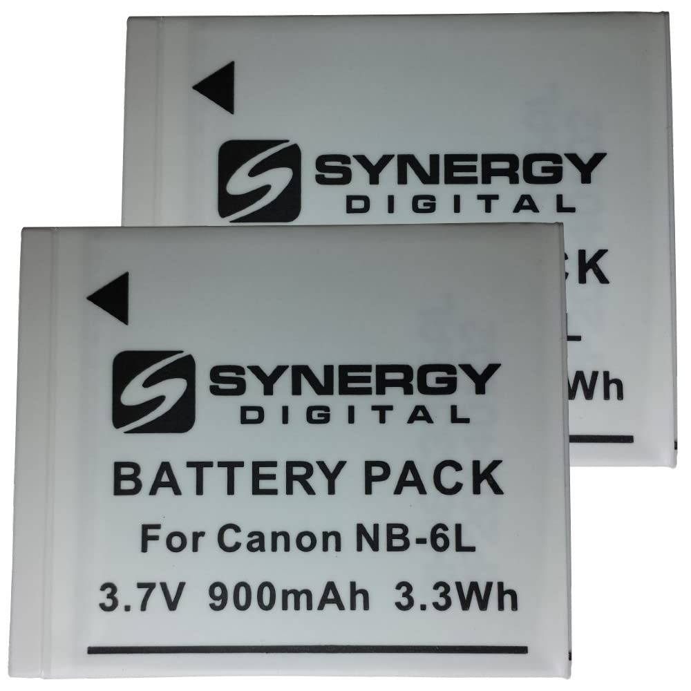 Synergy Digital Camera Batteries - 2 Pack Li-ion 3.7V 900mAh Replacement Battery for Vivitar VIVCB6L - Perfect for Travel Photography, Vlogging & Outdoor Shooting