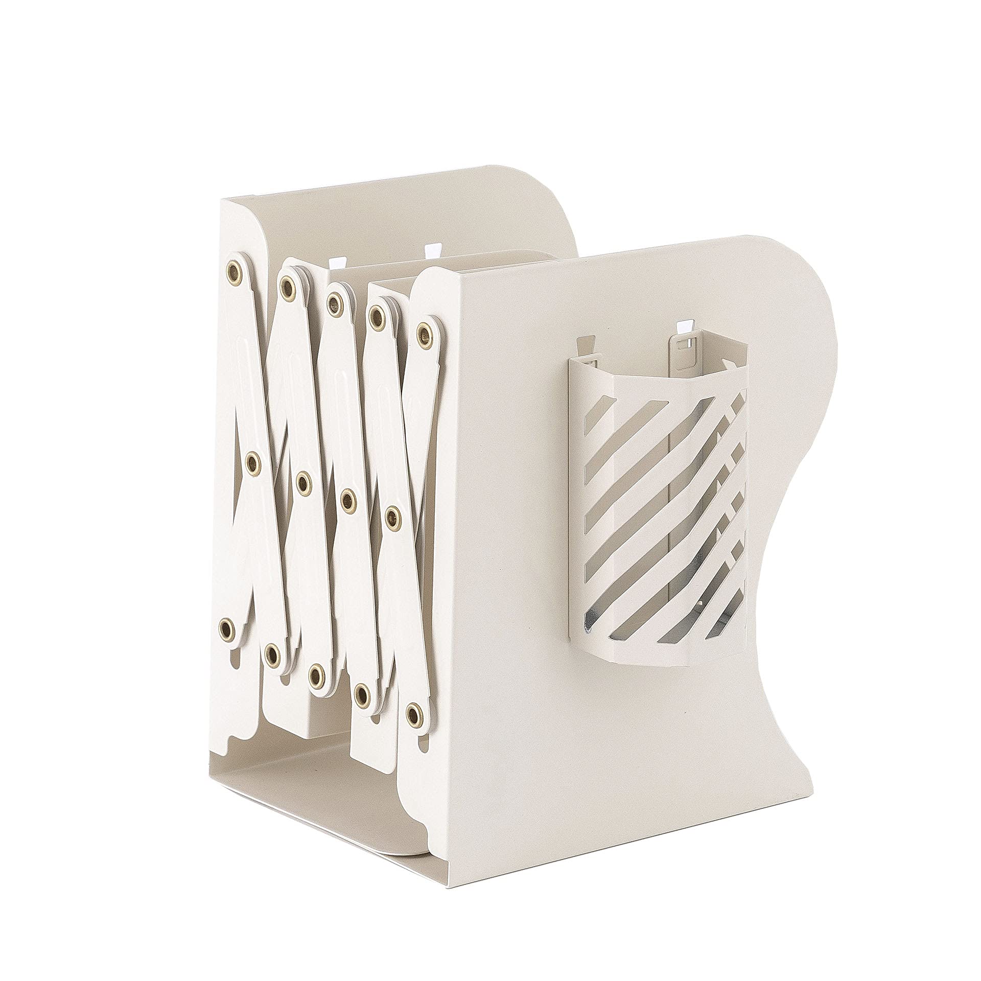 Adjustable Bookend for Heavy Books - Desk Organizer (Off White) - Perfect for Office & Study