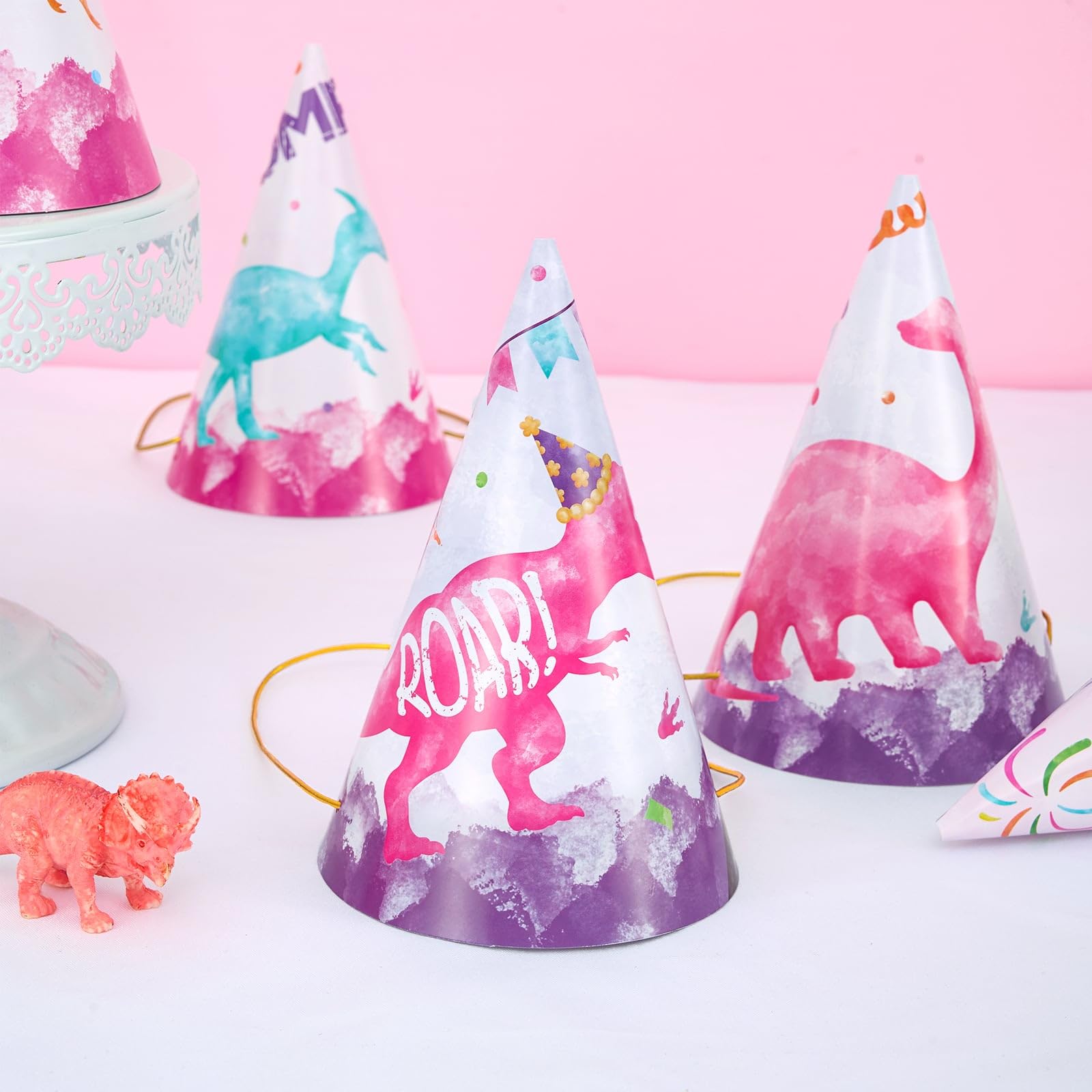 WERNNSAI 12-Pack Colorful Birthday Party Hats for Kids - Fun Cone Shaped Paper Hats with Headbands - Perfect for Birthday Parties, Celebrations & Festive Events