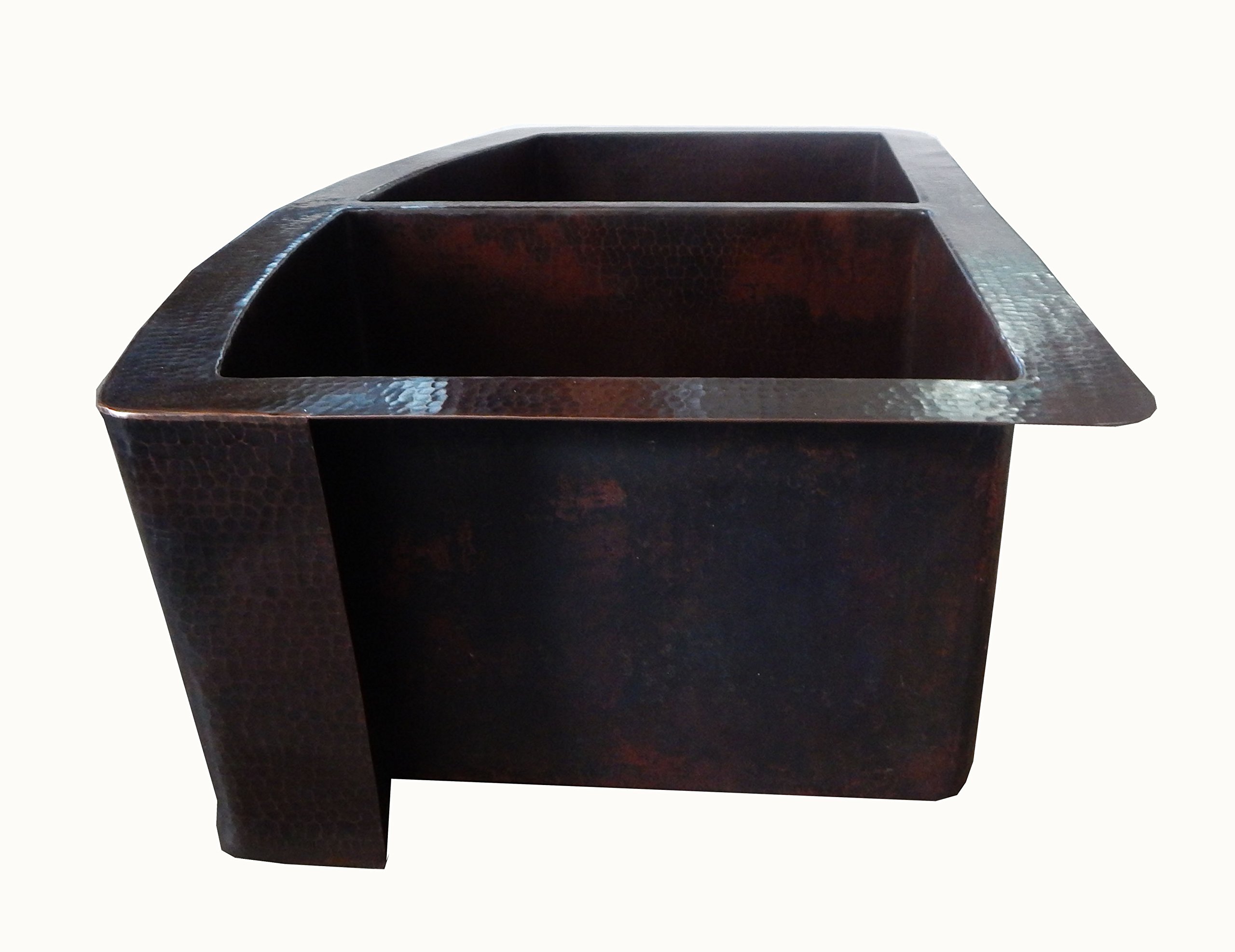 Farmhouse Apron Front Copper Kitchen Sink with Leaf Strainer - Perfect for Rustic, Mexican, and Traditional Style Kitchens