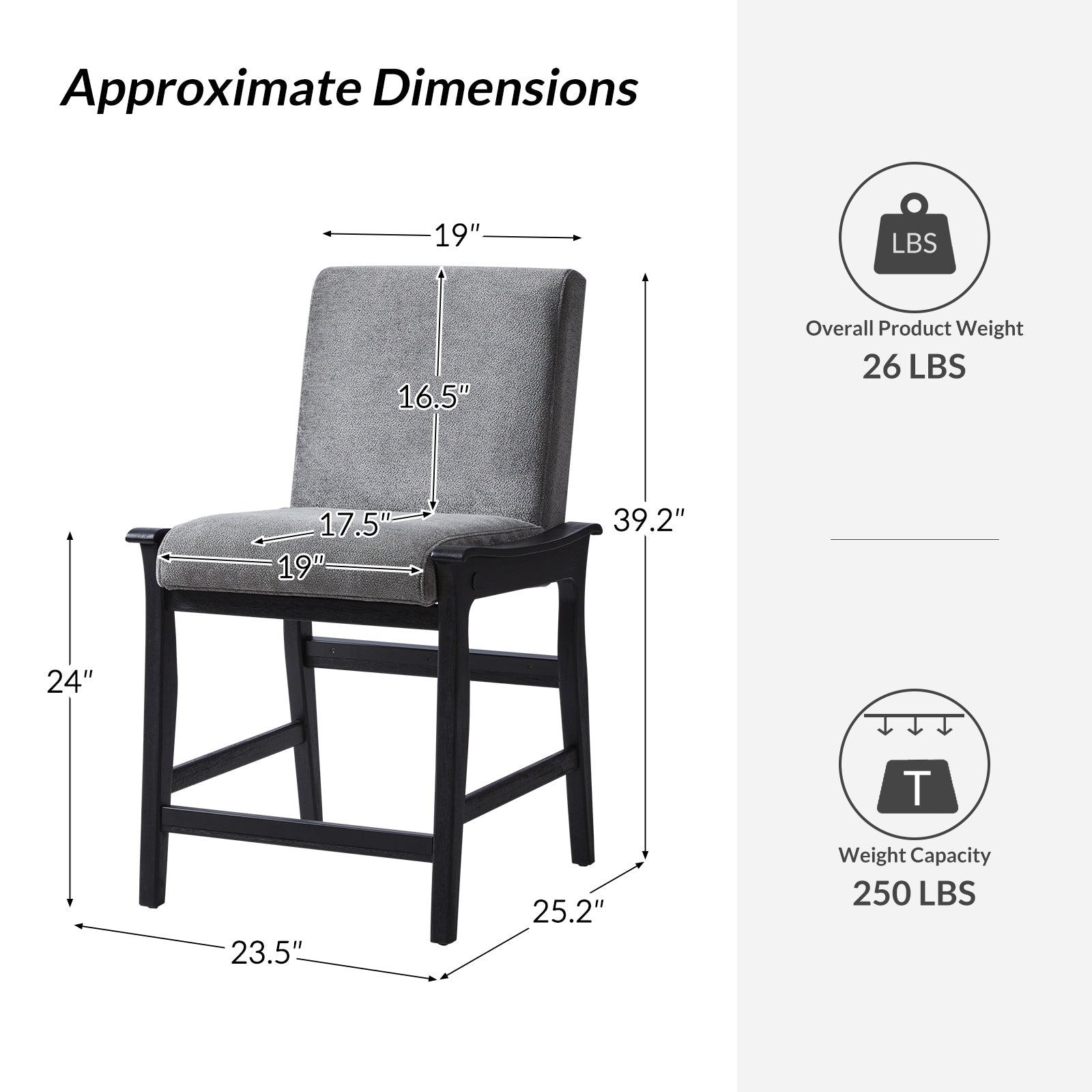 Modern Upholstered Counter Stool with Quick Shift to Dining Chair - Versatile Kitchen Island, Bar & Dining Room Seating for Home & Restaurant Use