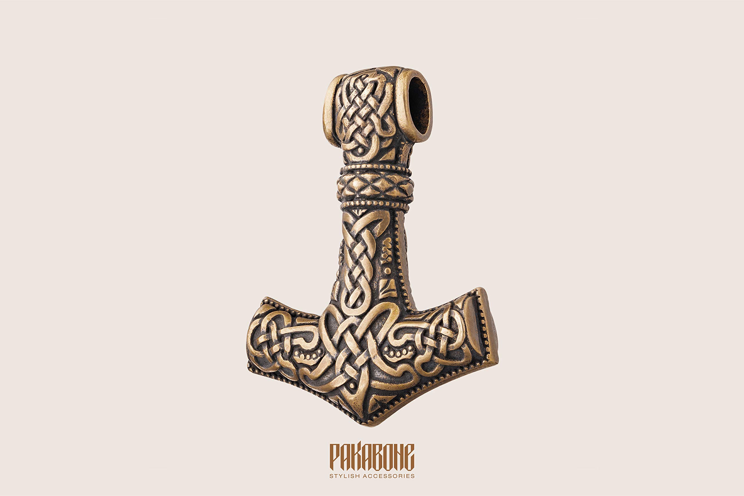 Mjolnir Pendant Necklace with Wolves Design - Thor's Hammer Viking Jewelry for Men & Women - Norse Scandinavian Nordic Style Gift - Perfect for Cosplay, LARP, and Viking Enthusiasts