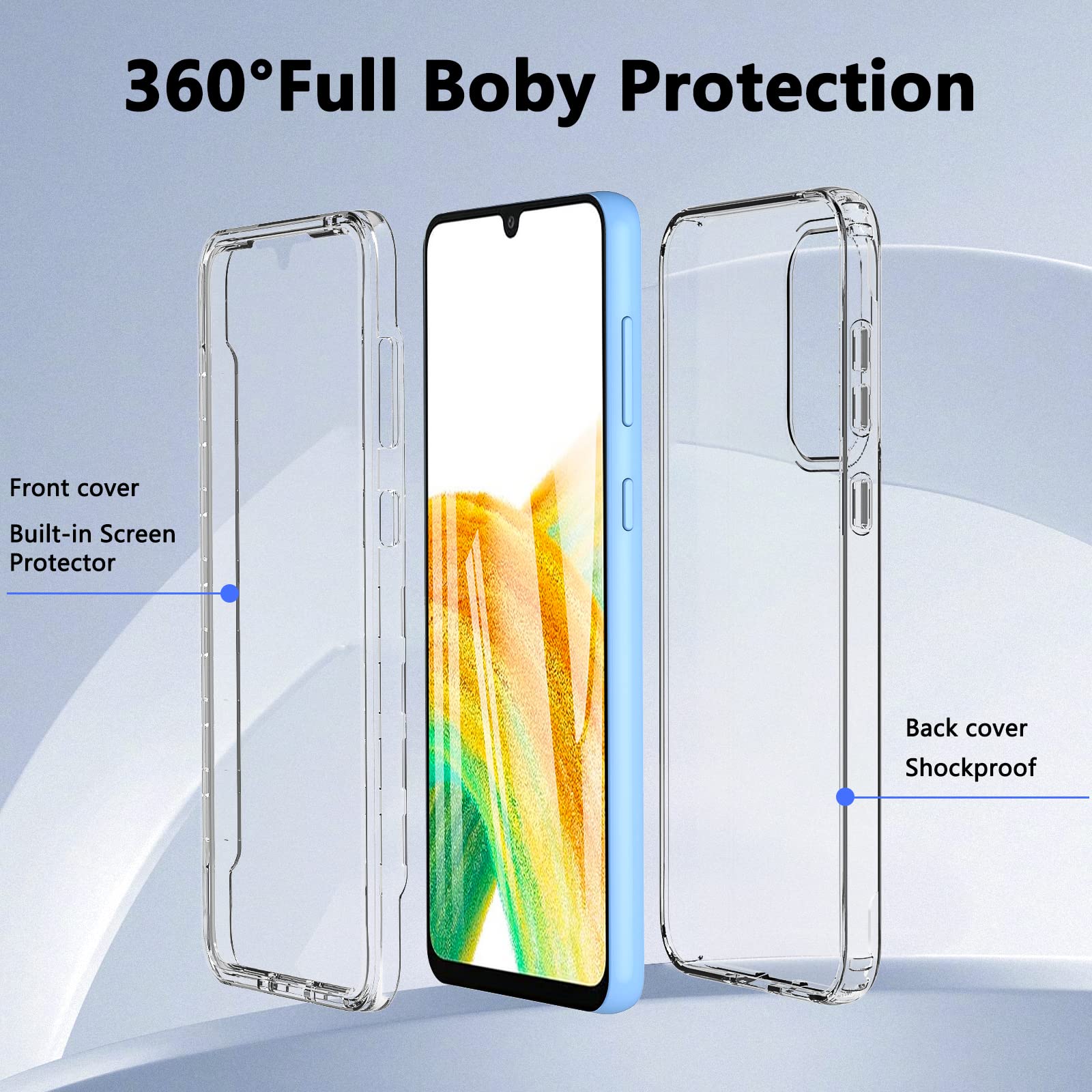 Premium 360° Full Body Shockproof Case for Samsung Galaxy A33 5G - Built-in Screen Protector, TPU Silicone Bumper & Anti-Scratch Cover (Clear) | Perfect for Daily Protection, Outdoor Activities & Work Commutes