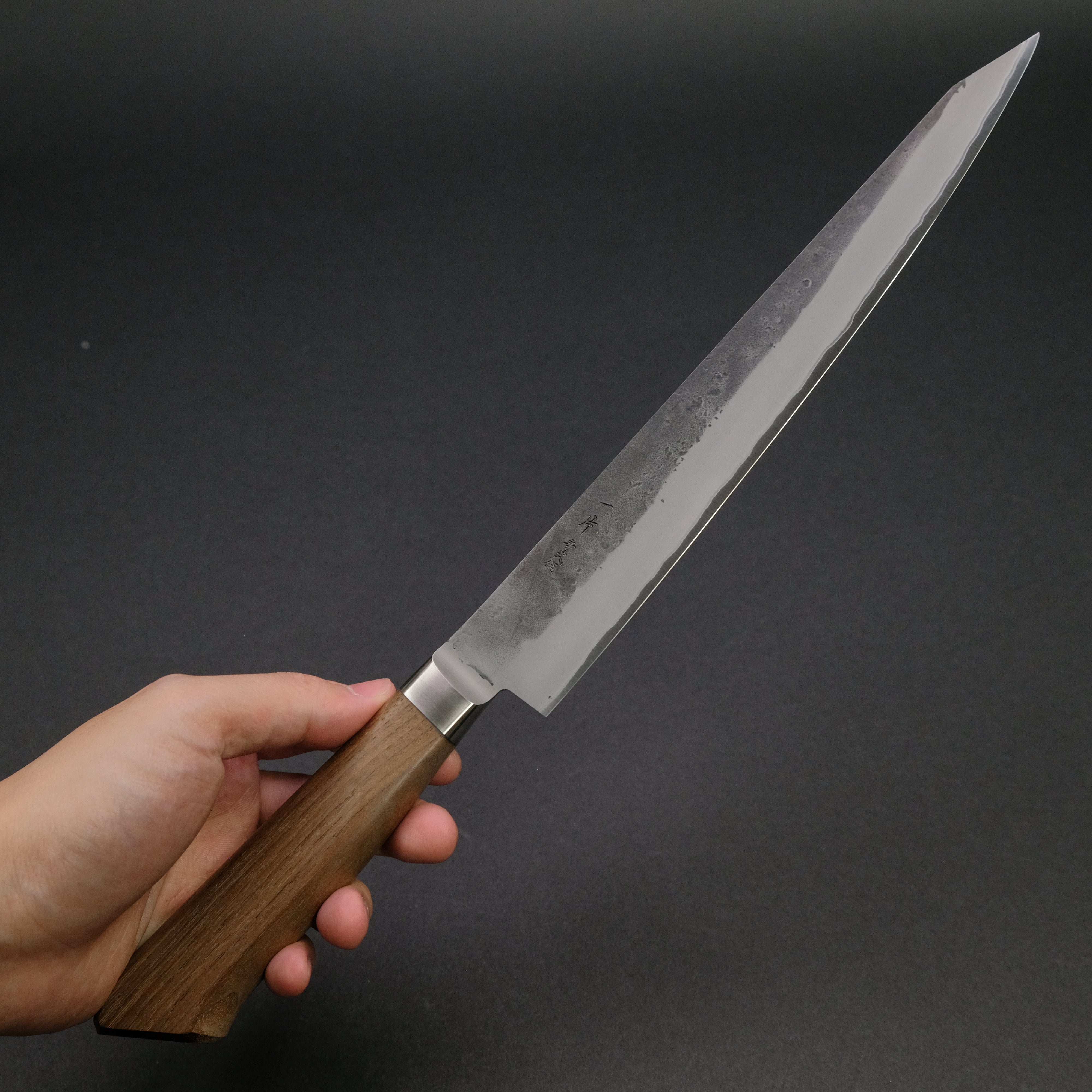 Hitohira TD Blue #2 Stainless Clad Nashiji Sujihiki Knife 240mm - Japanese Chef Knife with Walnut Handle for Slicing Meat, Sushi & Precision Cutting