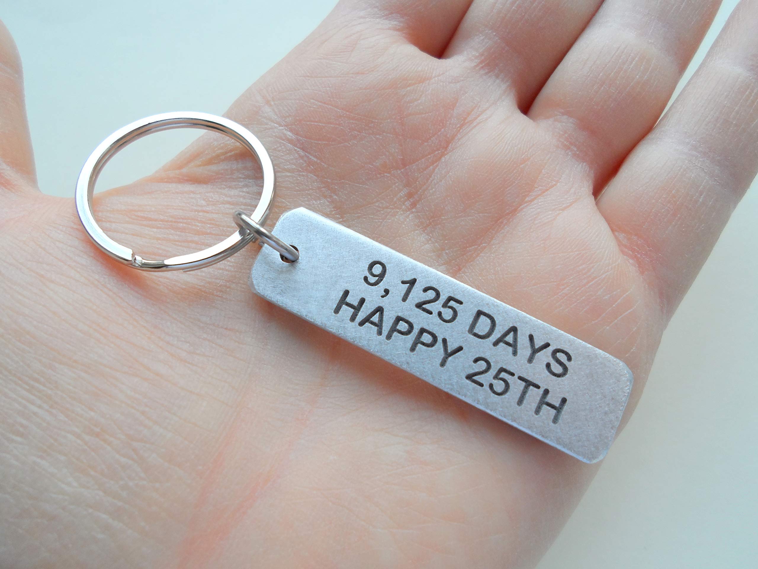 Personalized Aluminum Keychain - Engraved '9,125 Days, Happy 25th' for 25 Year Anniversary - Perfect Gift for Couples, Spouses & Milestone Celebrations