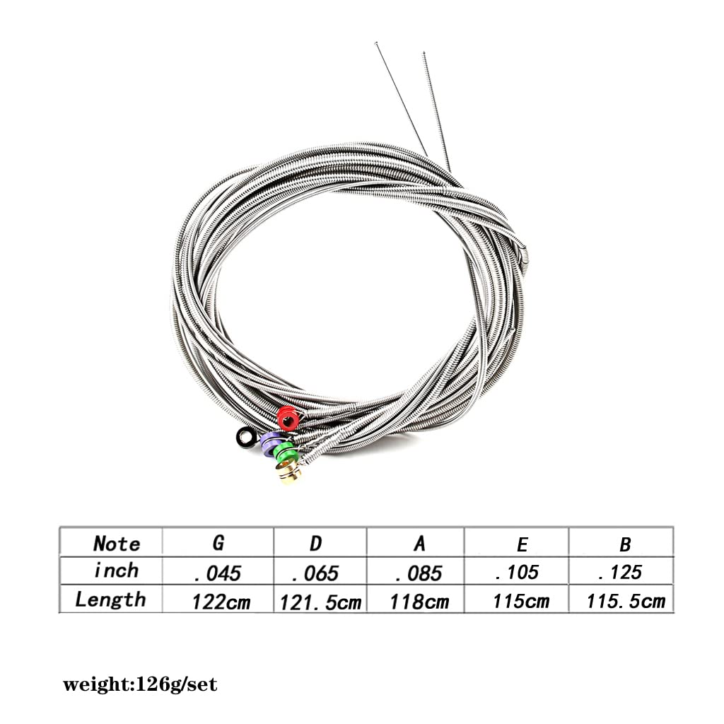 Alnicov 5-String Stainless Steel Bass Guitar Strings with Color Ball Ends - Premium Electric Bass Replacement Strings for Rock, Jazz & Studio Performances