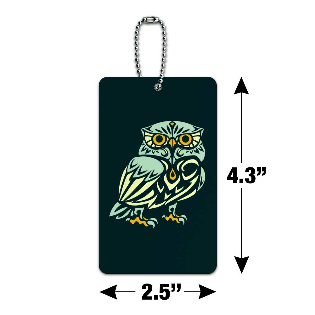 Wise White Tribal Owl Luggage Tag - Durable Suitcase ID Tag for Carry-On Bags - Perfect for Travel, Business Trips & Vacation Identification