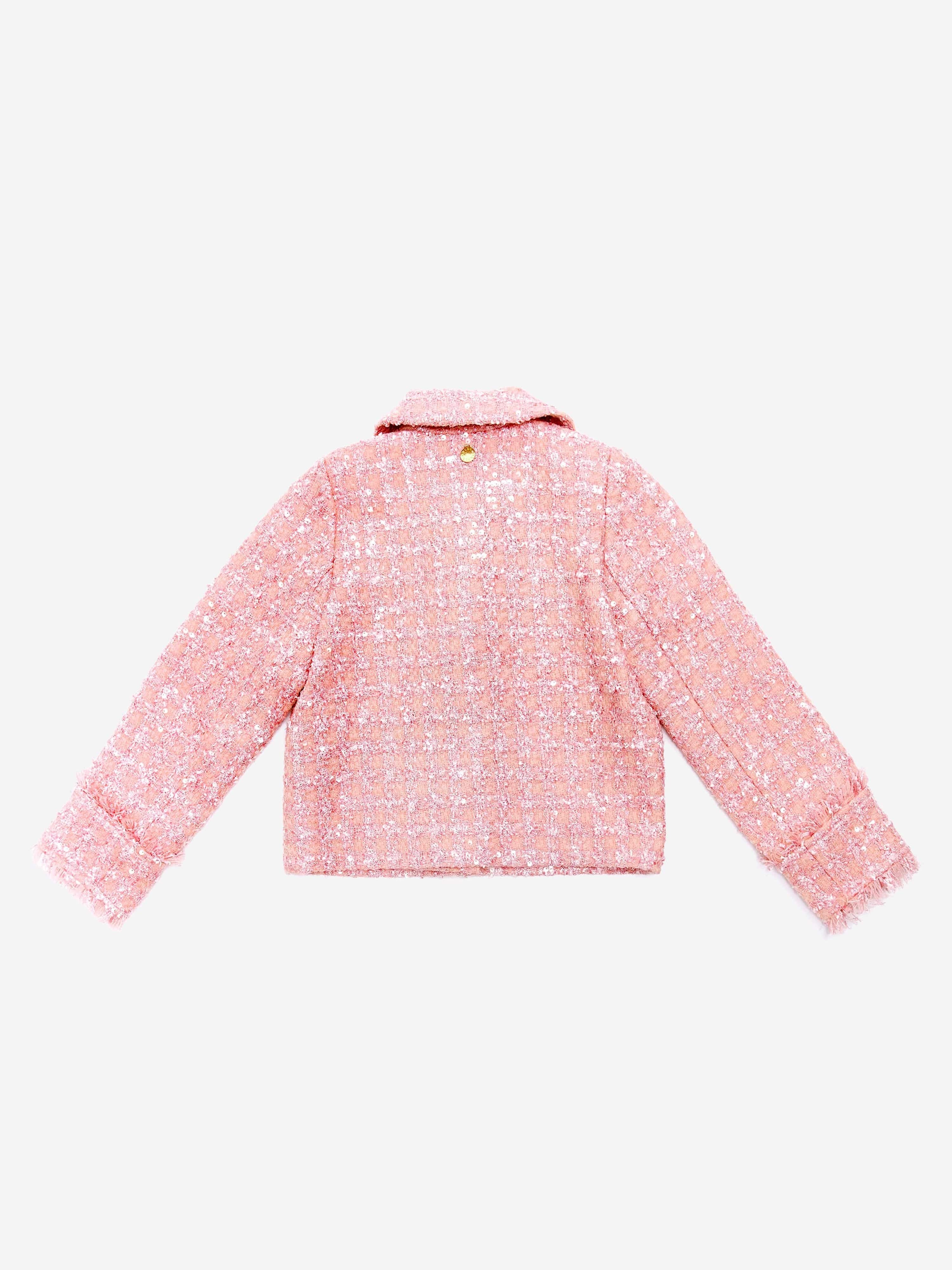 BCBG Girls Rose Tweed Jacket in Pink | Classic Blazer for School & Special Occasions | Elegant Spring & Fall Outerwear for Teens