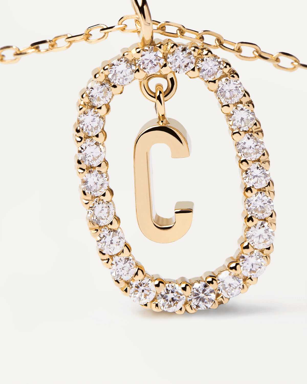GRID 14K Yellow Gold Letter C Diamond Pendant Necklace for Women - Elegant Layering Piece for Everyday Wear & Special Occasions