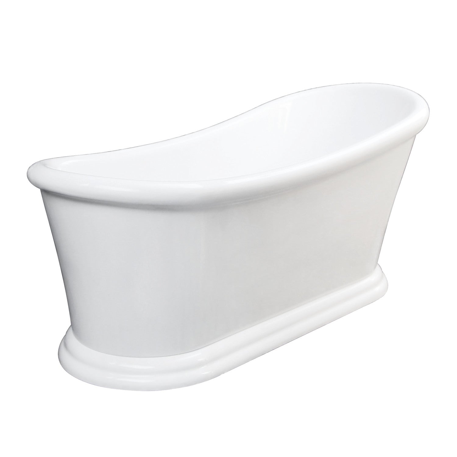 Aqua Eden VTSS672929 67-Inch Glossy White Acrylic Oval Single Slipper Pedestal Bathtub with Drain (No Faucet Holes) - Perfect for Luxury Bathrooms & Spa Retreats