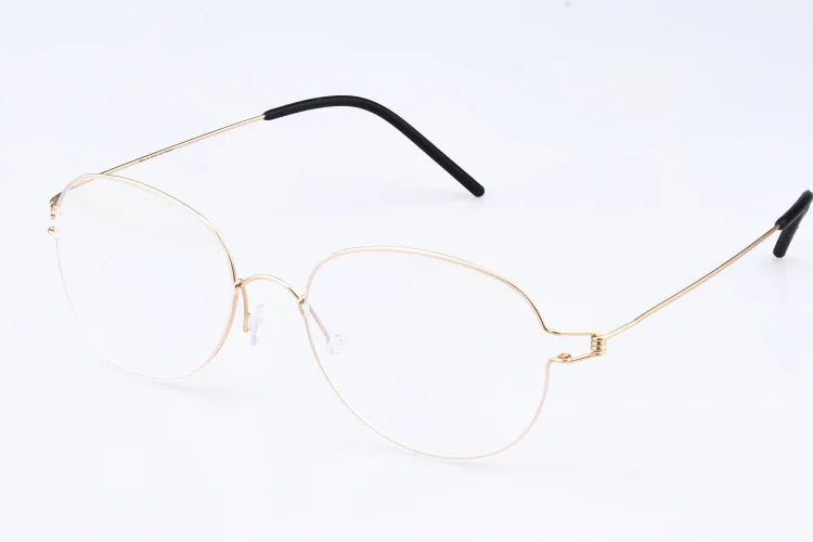 Unisex Full Rim Oval Screwless Titanium Eyeglasses Frame 1743 - Lightweight Durable Glasses for Work, Reading & Everyday Use