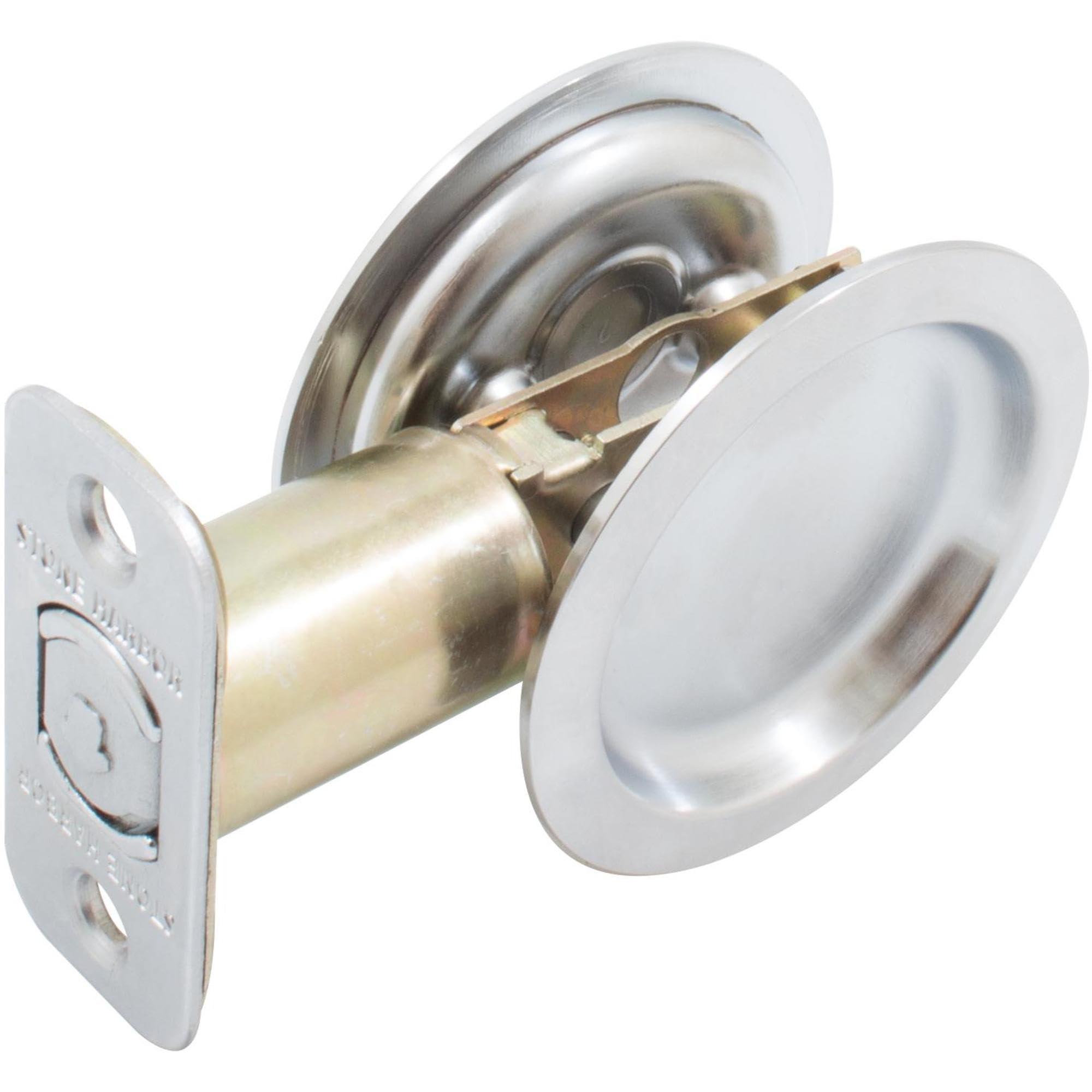 Round Pocket Door Lock - Passage & Hall/Closet Latch with 2-3/8