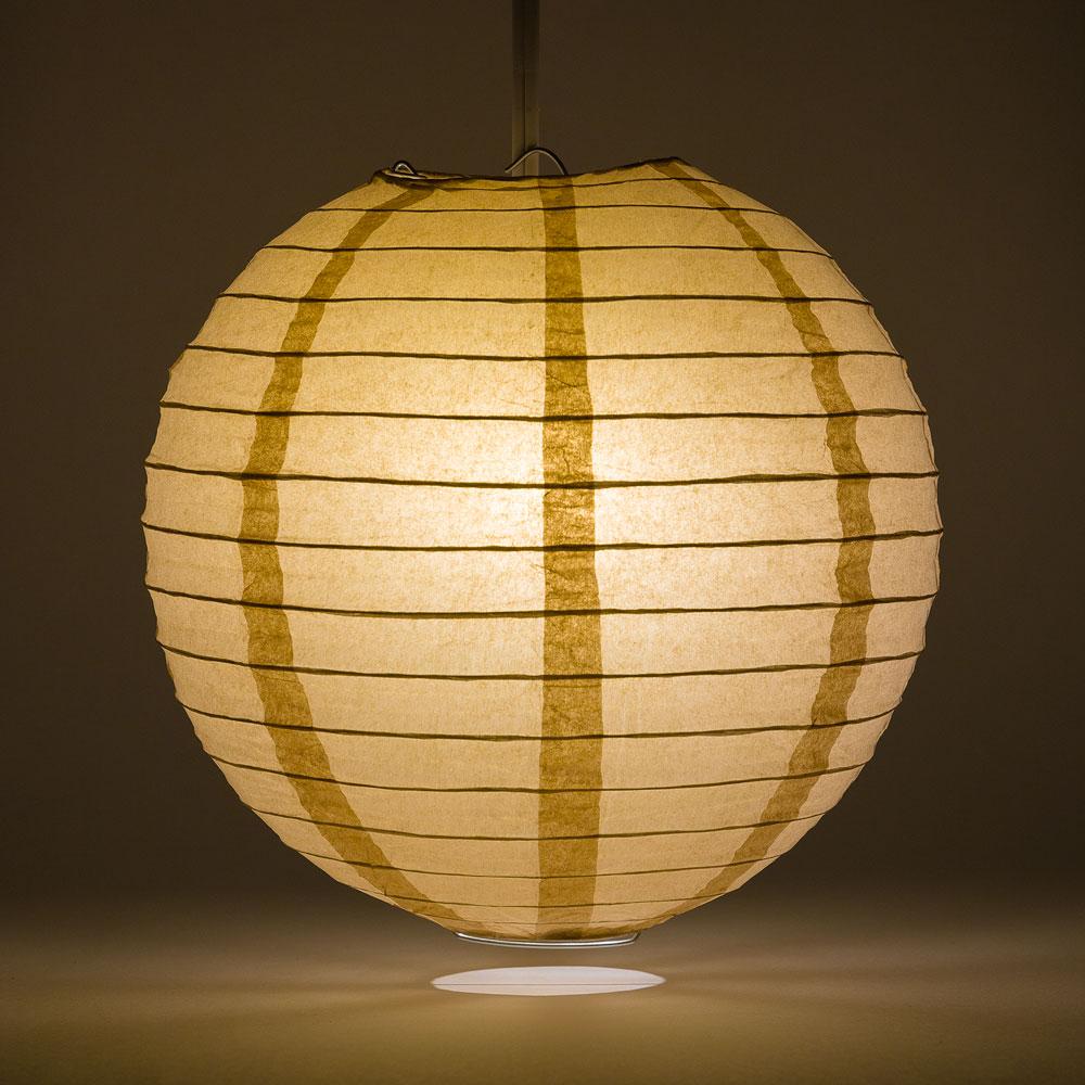 16 Inch Dusty Sand Rose Parallel Ribbing Round Paper Lantern - Perfect for Wedding Decor, Party Lighting & Boho Home Decoration