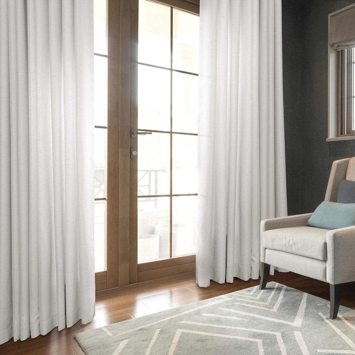 Magnolia Off White Grommet Italian Faux Linen Room Darkening Curtains - Blackout Window Drapes for Bedroom, Living Room & Home Theater - 84 Inch Length, Thermal Insulated, Noise Reducing
