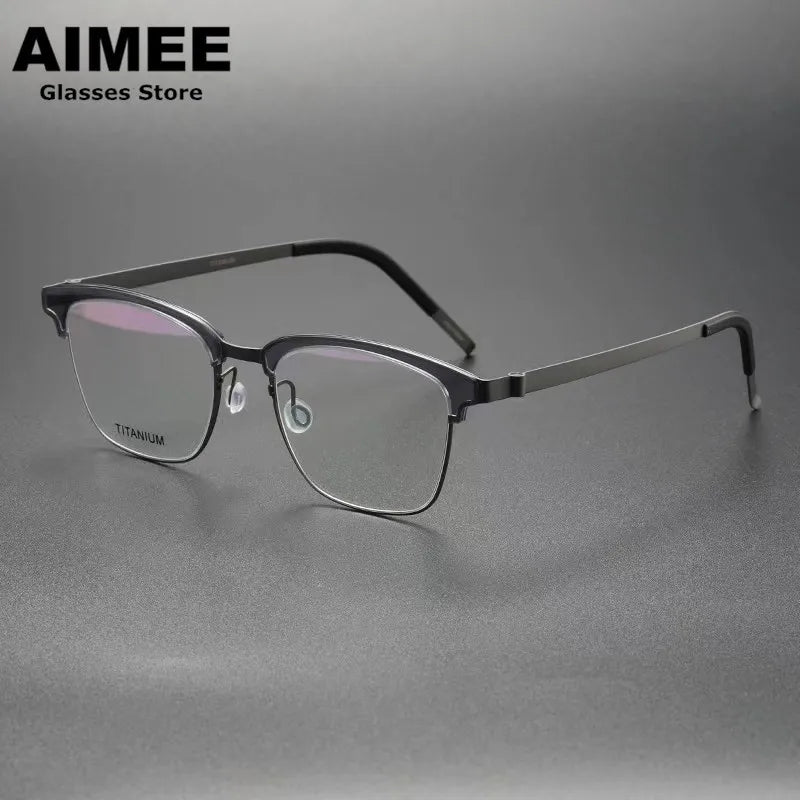 Aimee Unisex Full Rim Square Screwless Titanium Eyeglasses 69835 - Lightweight Durable Frame for Men & Women - Perfect for Reading, Work, and Everyday Use