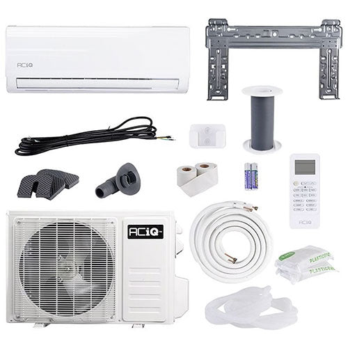 ACiQ 9,000 BTU 19 SEER2 Wall Mount Mini Split Air Conditioner with WiFi - 115V Single Zone Cooling for Small Rooms & Home Offices