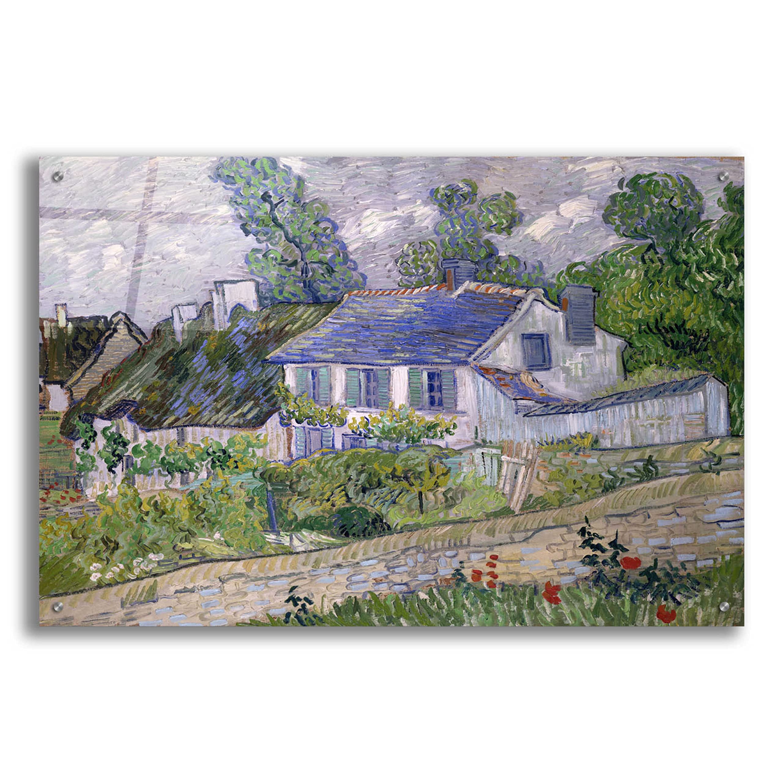 Vincent Van Gogh 'Houses at Auvers 2' Acrylic Glass Wall Art Print - 36x24 Inches - Modern Home & Office Decor - Perfect for Living Room, Bedroom or Gallery Display