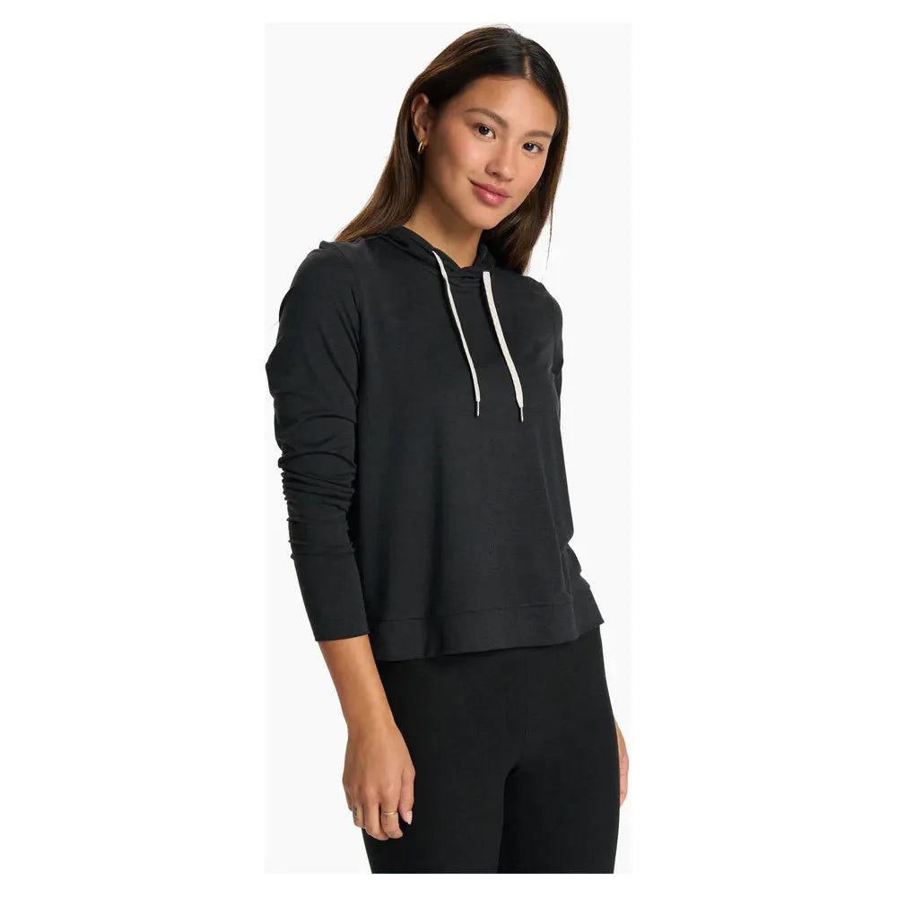 Vuori Women's Halo Essential Hoodie - Soft Fleece Pullover Hooded Sweatshirt for Yoga, Running & Lounge Wear - Black Heather