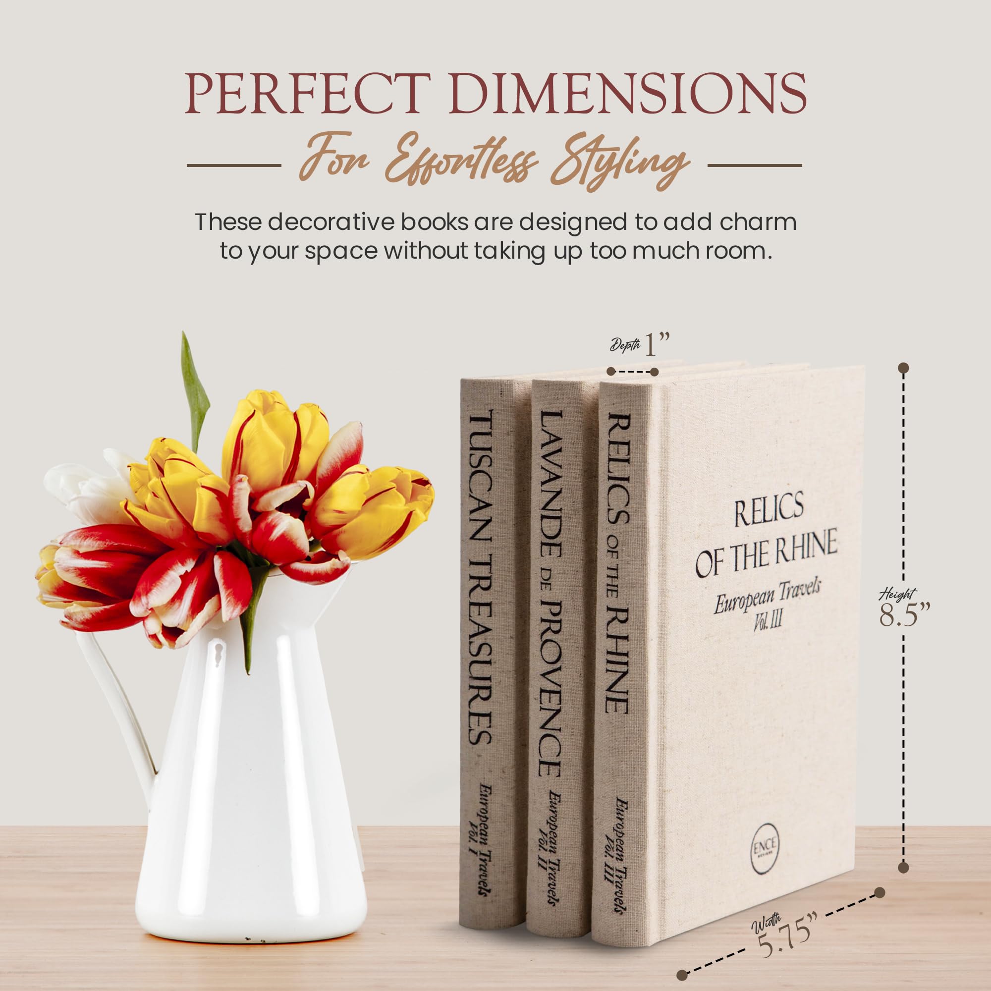 Decorative Books for Home Decor - Set of 3 Faux Bookshelf Decor - Travel Inspired Fake Books - Luxury Coffee Table Books - Perfect for Living Room, Office & Bookshelf Styling