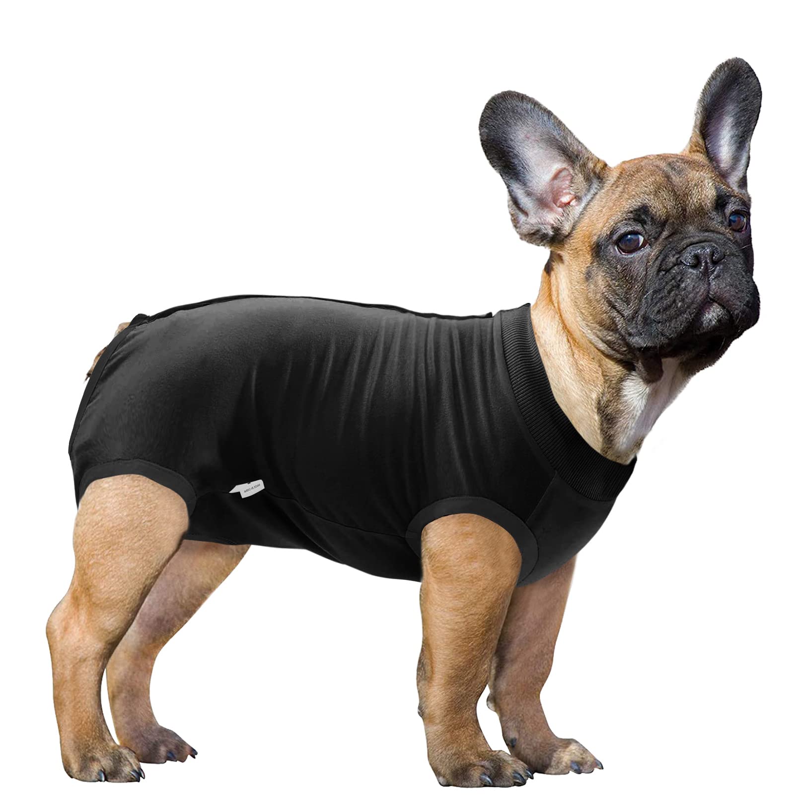 SAWMONG Dog Recovery Suit for Post-Surgery Care - Soft Surgical Onesie for Male & Female Dogs - Alternative to E-Collar Cone - Black, Medium - Perfect for Spay/Neuter Recovery & Wound Protection