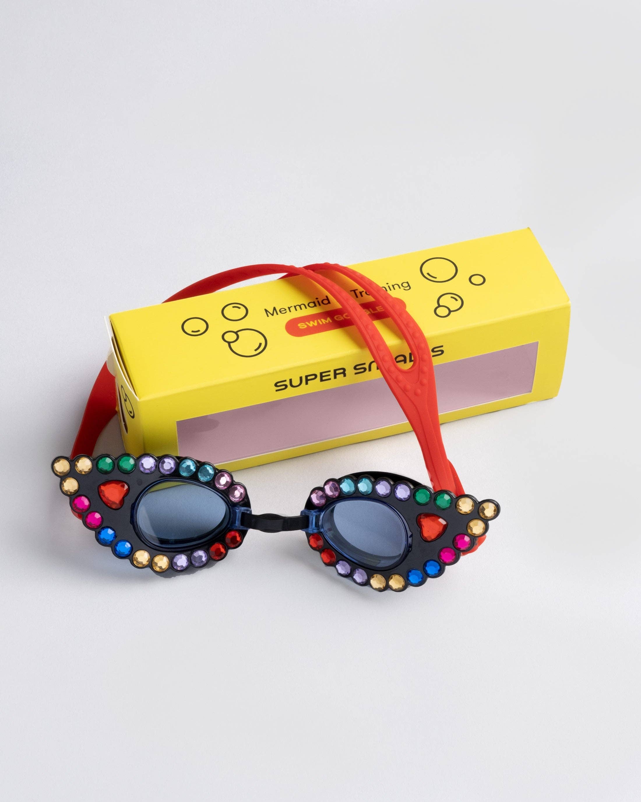 Rainbow Gem Goggles for Kids - Colorful UV Protection Swim Goggles with Adjustable Strap - Perfect for Swimming, Beach, Pool Parties & Water Sports