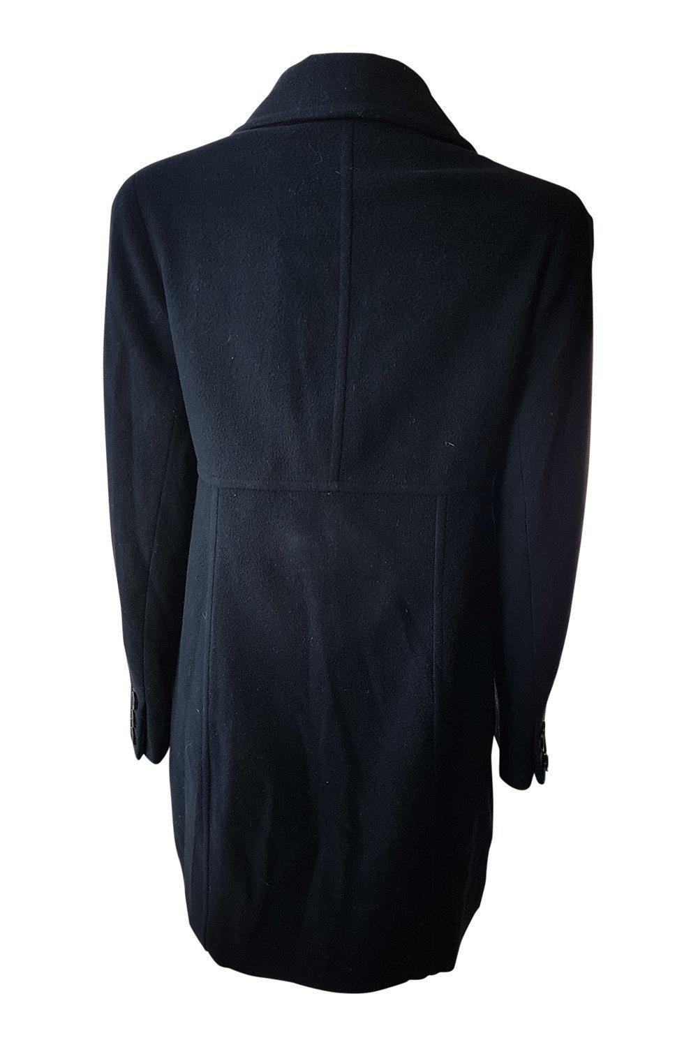 KAREN MILLEN Women's Black Wool Cashmere Blend Pea Coat (UK 8) | Warm Winter Jacket for Office, Dating & Holiday Outfits