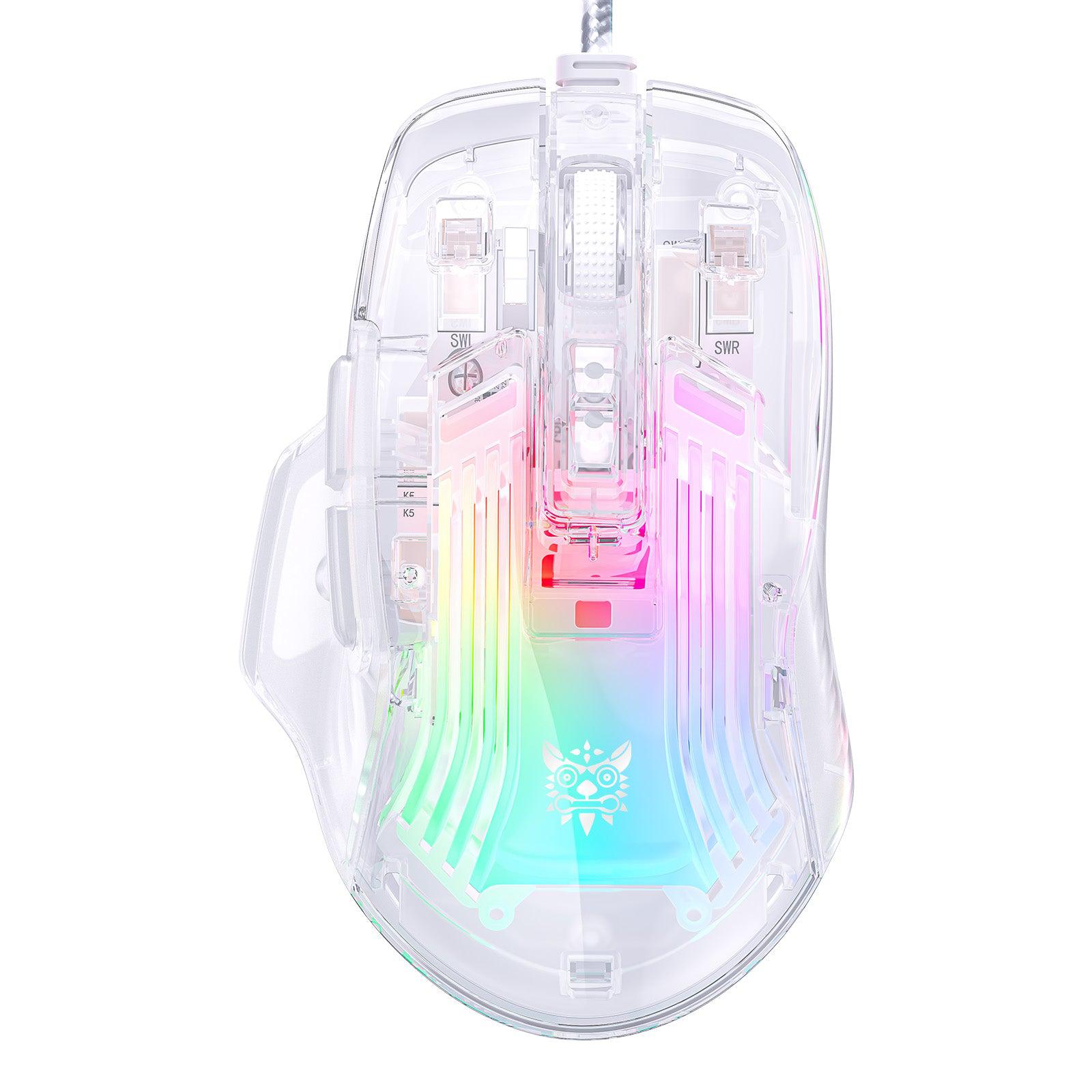 ONIKUMA CW923 RGB Wired Gaming Mouse - 12800 DPI High Precision Esports Mouse for PC & Laptop - Transparent Body Design - Perfect for FPS, MOBA & MMO Gaming