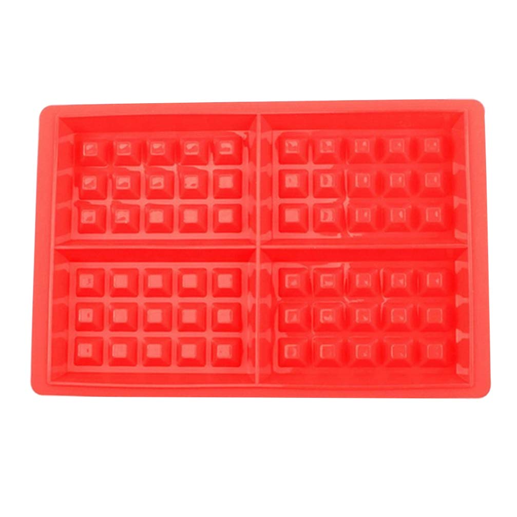 **Hemoton Silicone Waffle Mold Set - Non-Stick Baking Tray for Waffles, Cakes, Chocolate, Candy & Soap Making - Red (Perfect for Home Baking, DIY Crafts & Party Desserts)**