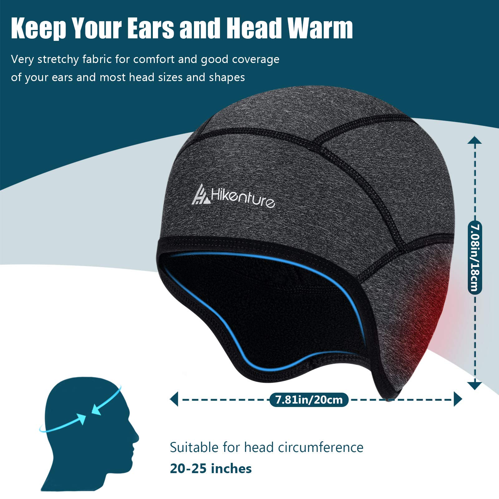 Hikenture Thermal Skull Cap Helmet Liner - Winter Beanie for Men & Women - Warm Fleece Lining for Skiing, Snowboarding & Outdoor Activities