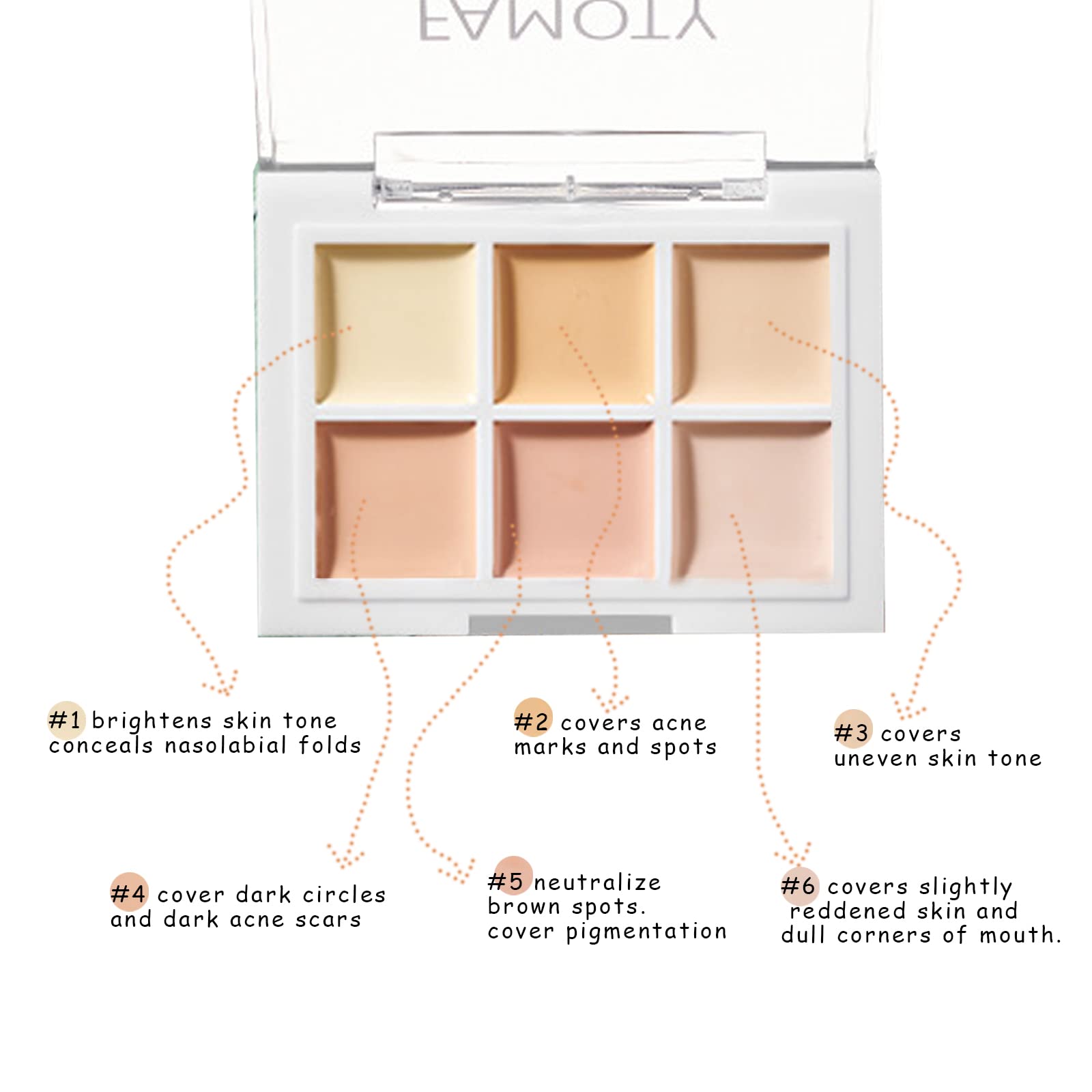 WishesMar 8 Color Concealer Palette - Professional & Everyday Makeup for Dark Circles, Blemishes & Contouring | Perfect for Bridal, Photo Shoots & Daily Coverage